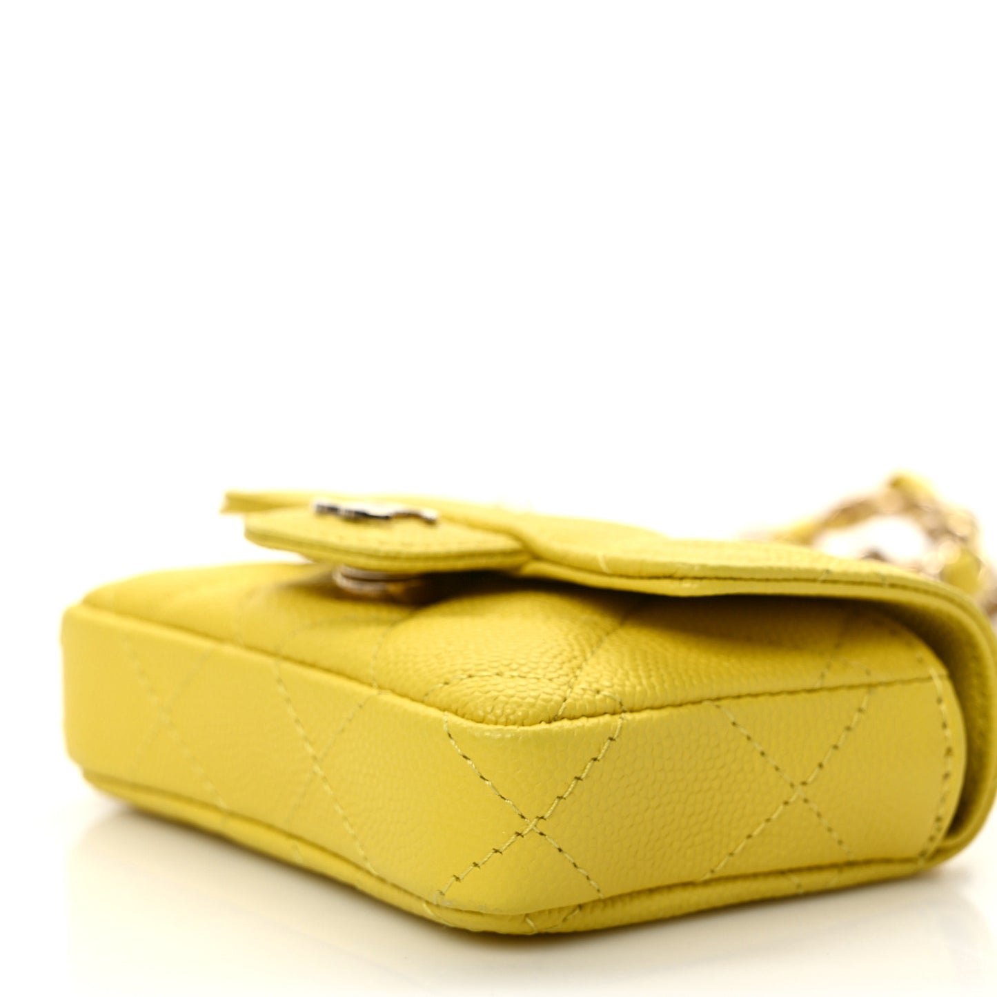 Caviar Quilted Mini Chain Belt Bag Yellow