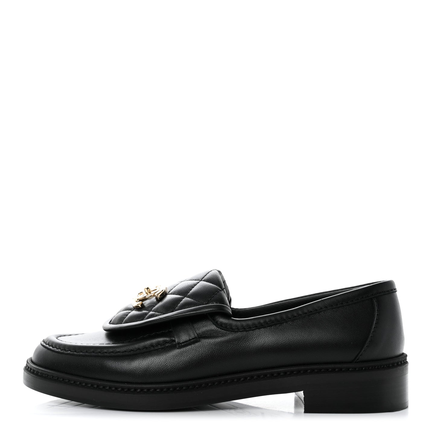 Lambskin Quilted CC Turnlock Loafers 37.5 Black