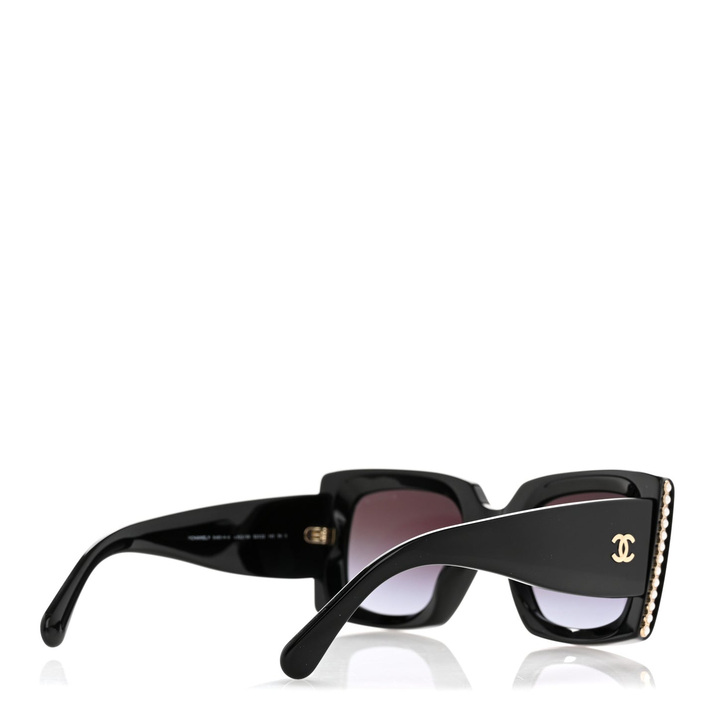 Acetate Pearl Rectangle Sunglasses 5480-H-A Black
