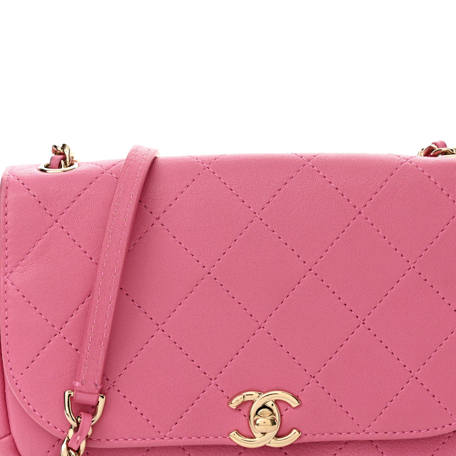 Chanel Goatskin Stitched Casual Trip Single Flap Pink 8 of 12