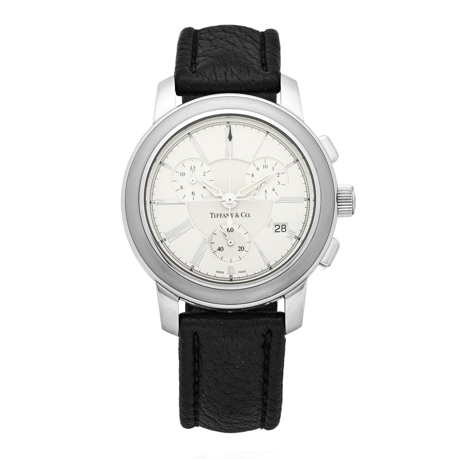 Tiffany Stainless Steel Alligator 39mm Mark Coupe Chronograph Quartz Watch 1 of 5