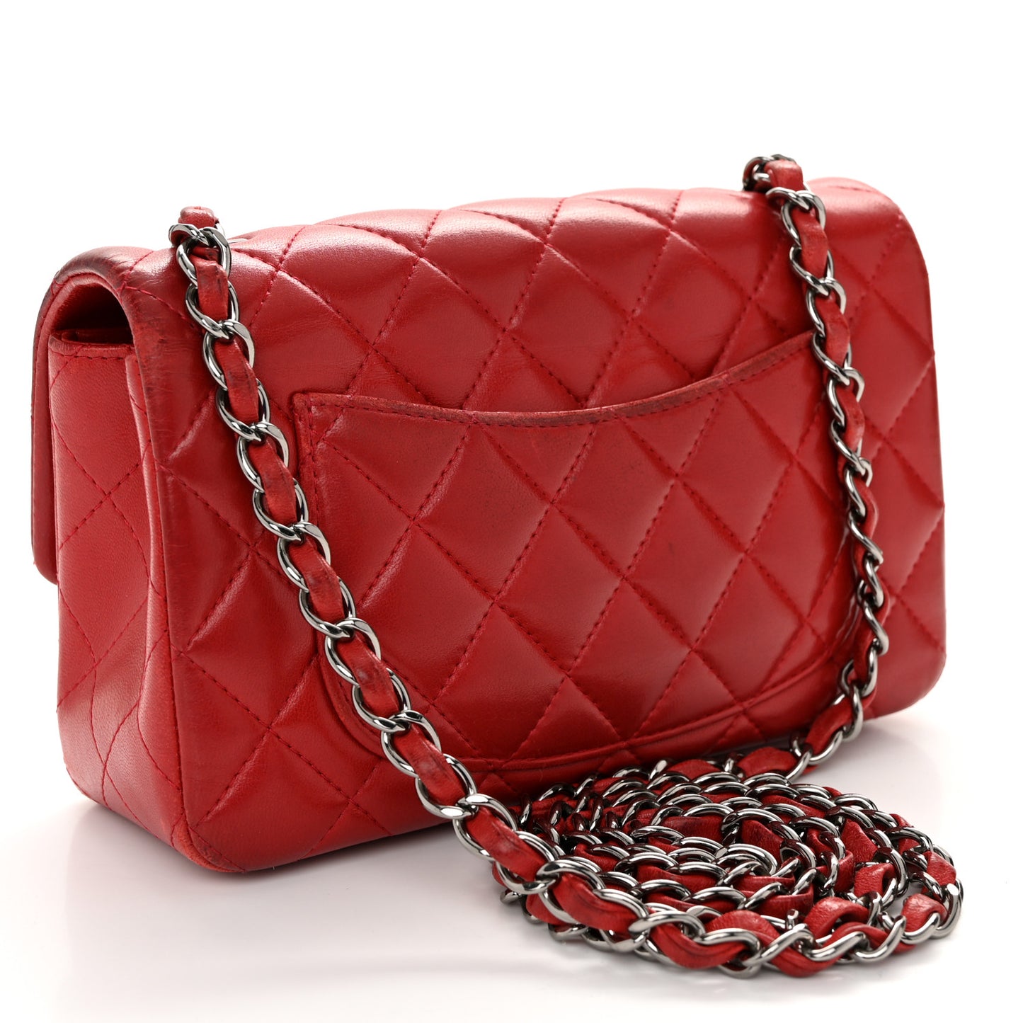 Lambskin Quilted Mini Rectangular Flap Red