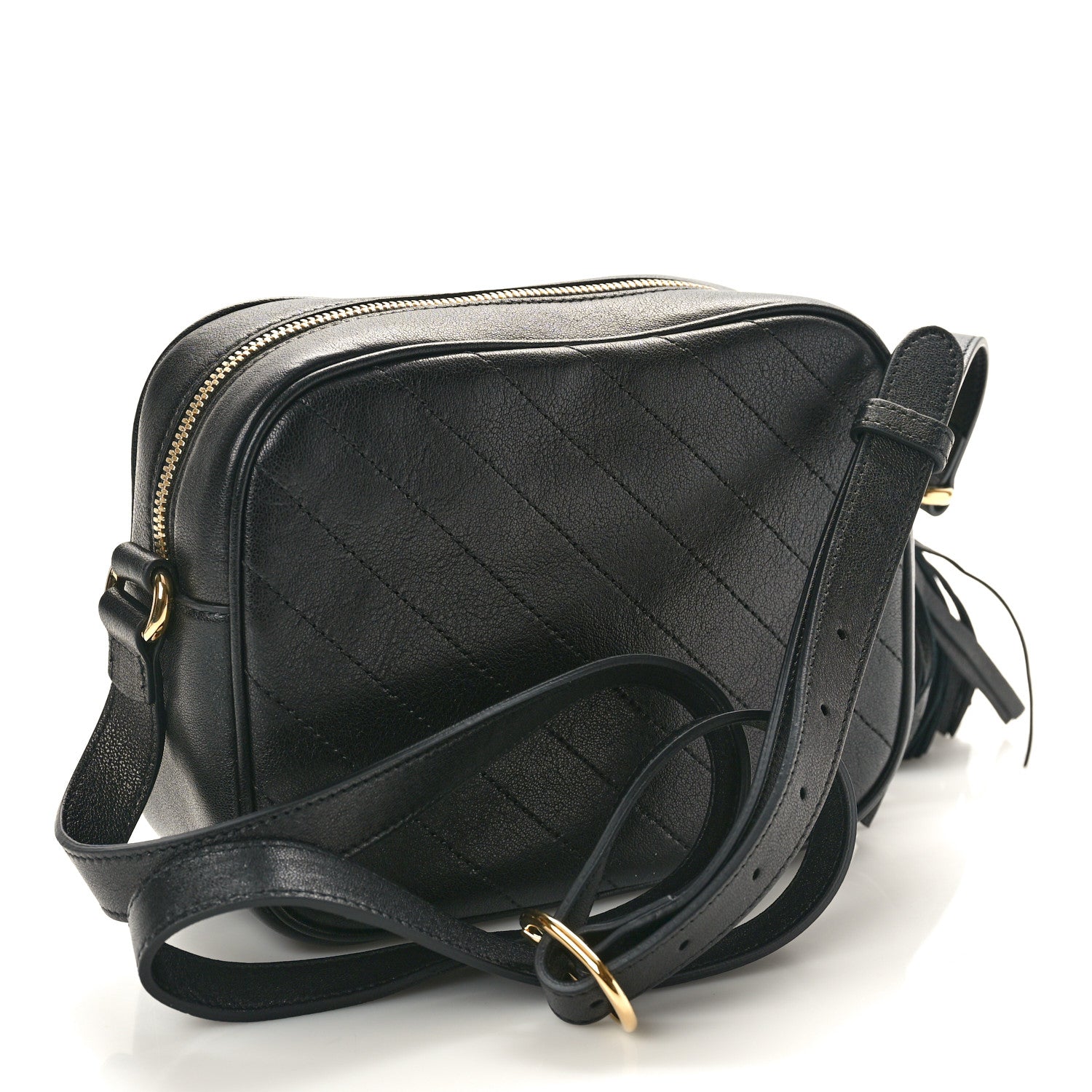 Gucci Sakai Be Green Calfskin Diagonal Stitched Small Blondie Shoulder Bag Black 3 of 9