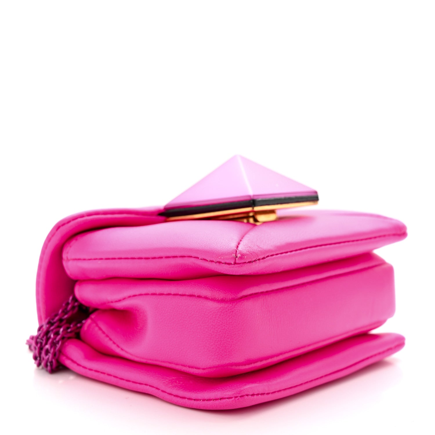 Valentino Garavani Nappa Tonal Monochrome Micro One Stud Chain Bag Pink PP 4 of 10