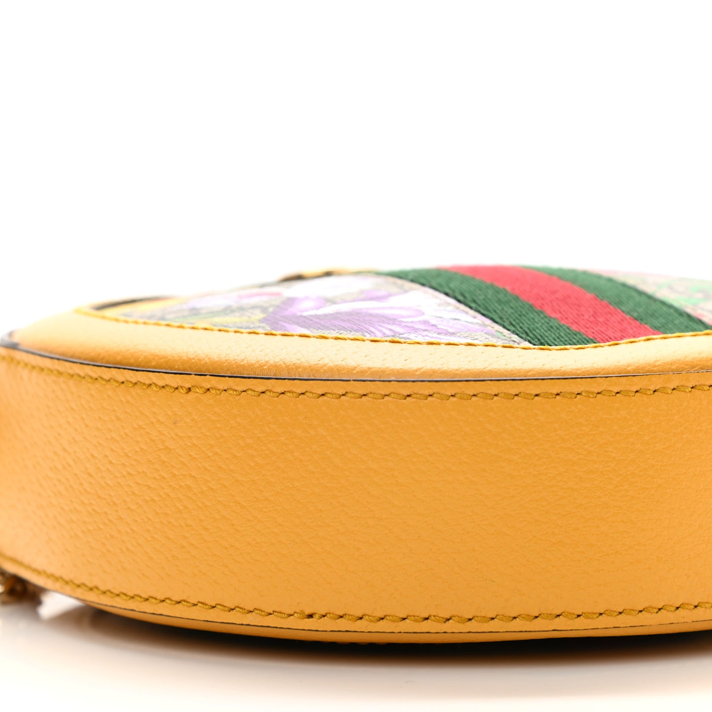 GG Supreme Monogram Flora Web Mini Ophidia Round Shoulder Bag Beige Multicolor Crop