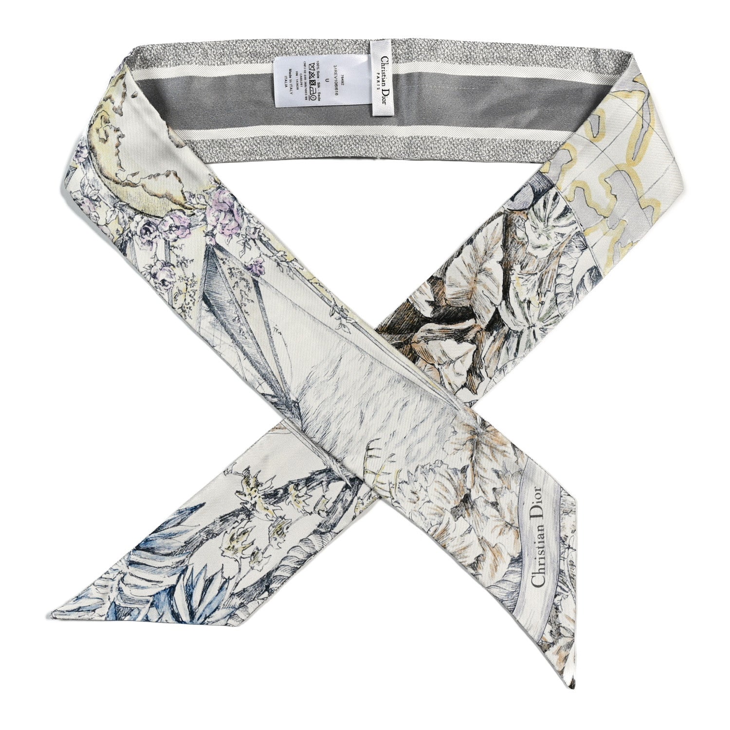 Christian Dior Silk Rêve d'infini Mitzah Scarf Grey 1905424