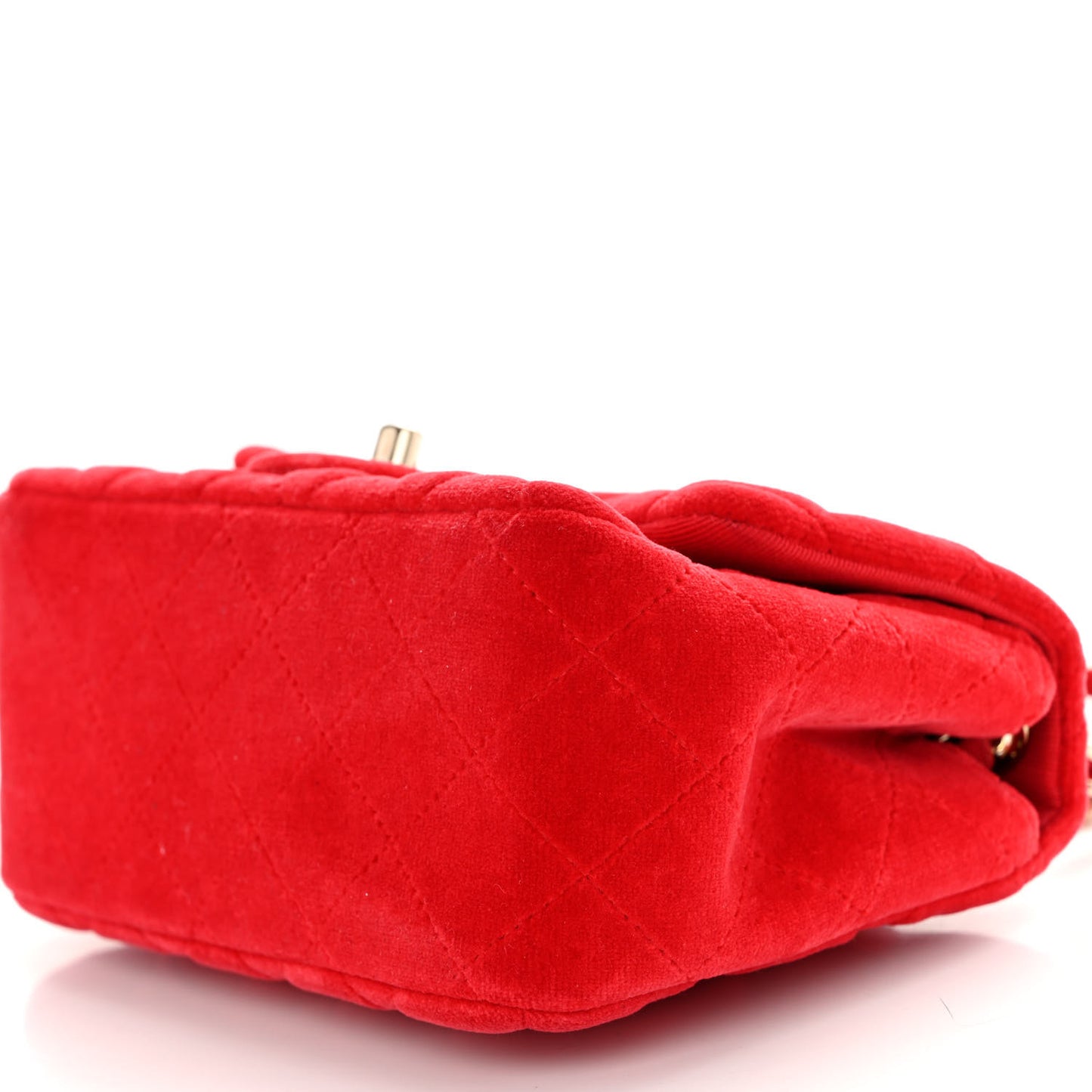 Velvet Quilted Mini Square Flap Red