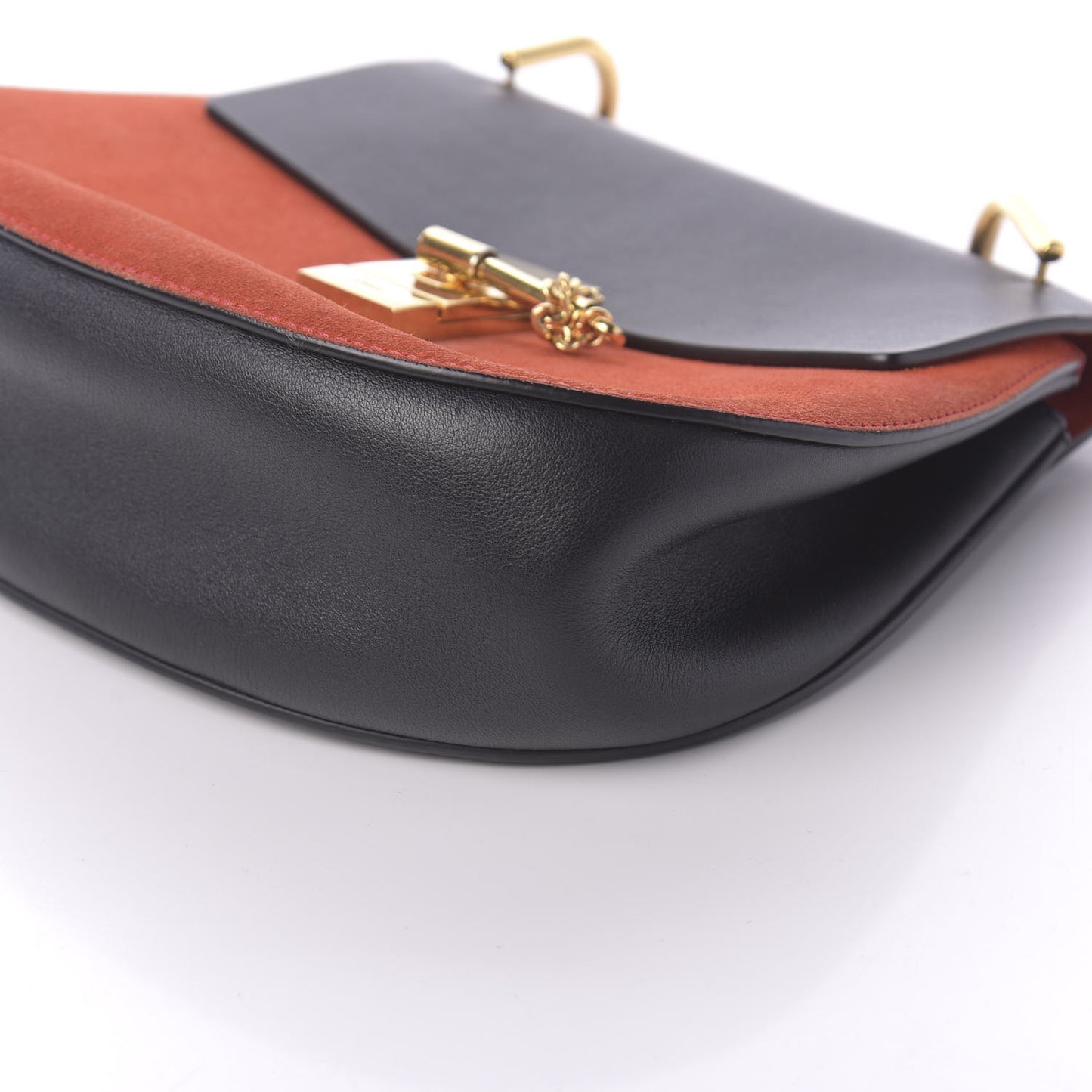 Suede Smooth Calfskin Drew Shoulder Bag Plaid Red Black