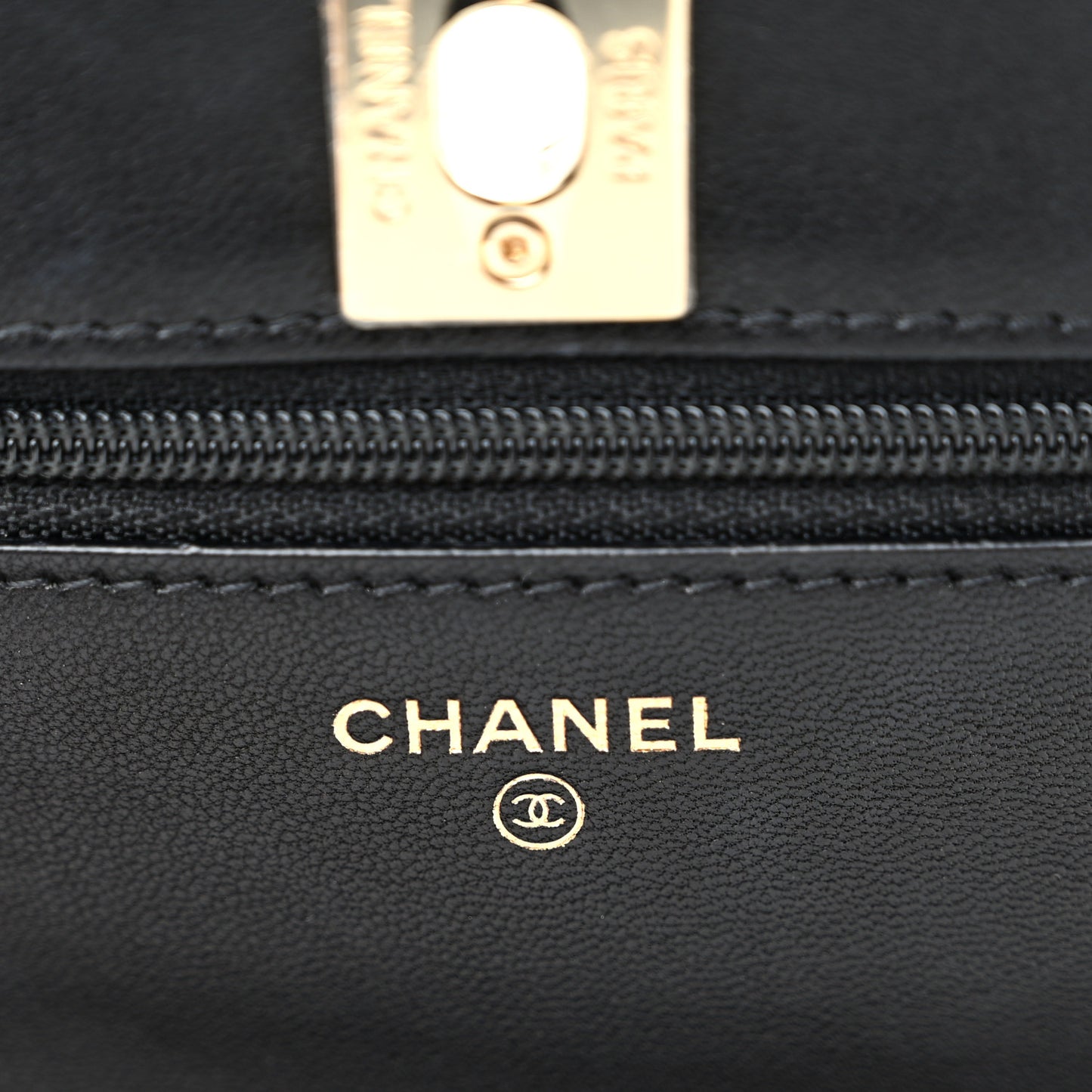 Lambskin Quilted Trendy CC Wallet On Chain WOC Black