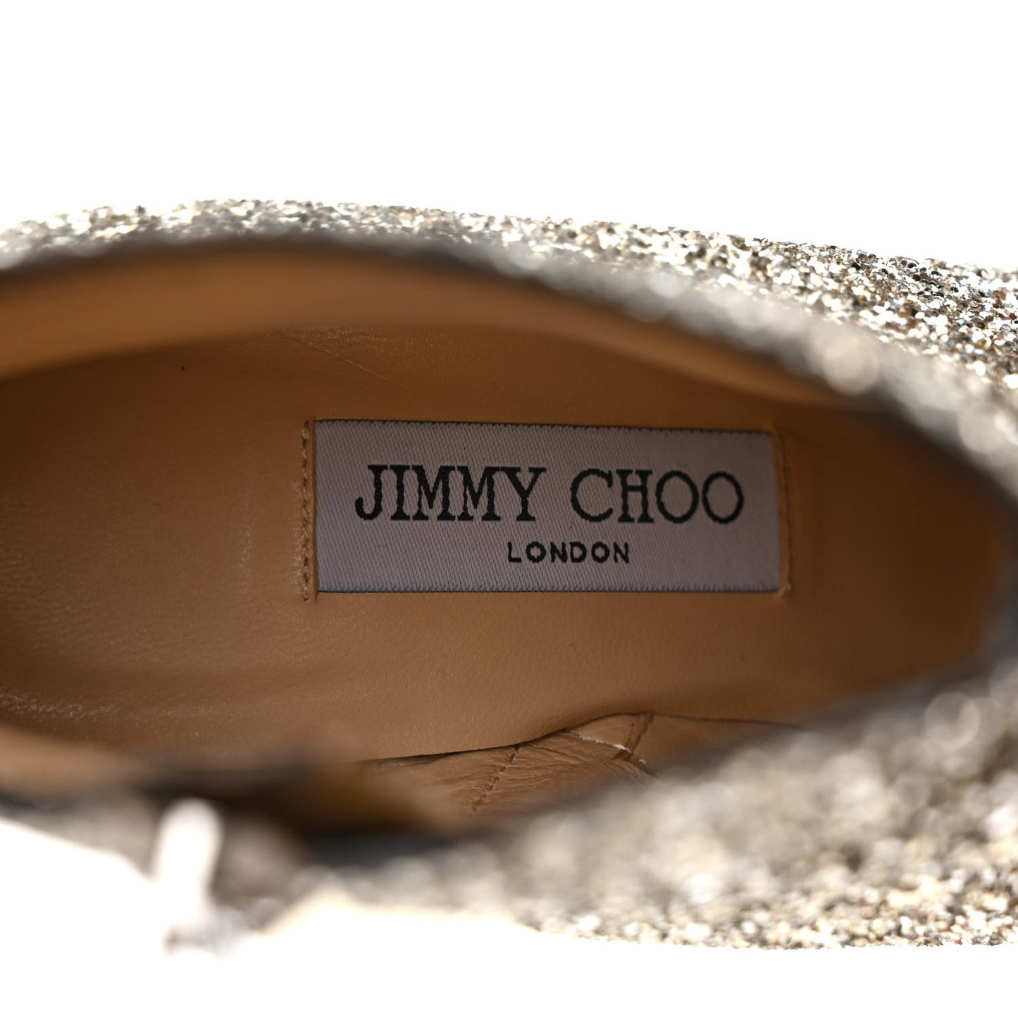 Shadow Coarse Glitter Crystal Hanover 65mm Booties 37.5 Chai