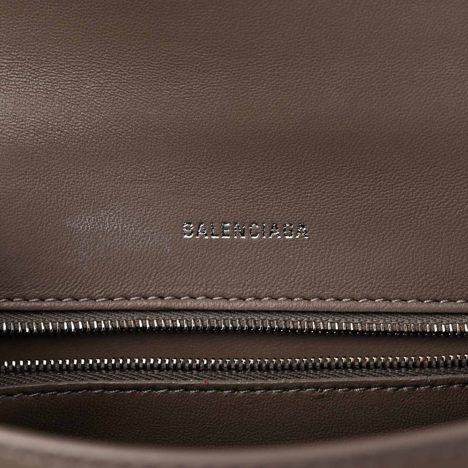 Balenciaga Shiny Calfskin Crocodile Embossed Small Hourglass Top Handle Bag Mink Grey 5 of 8