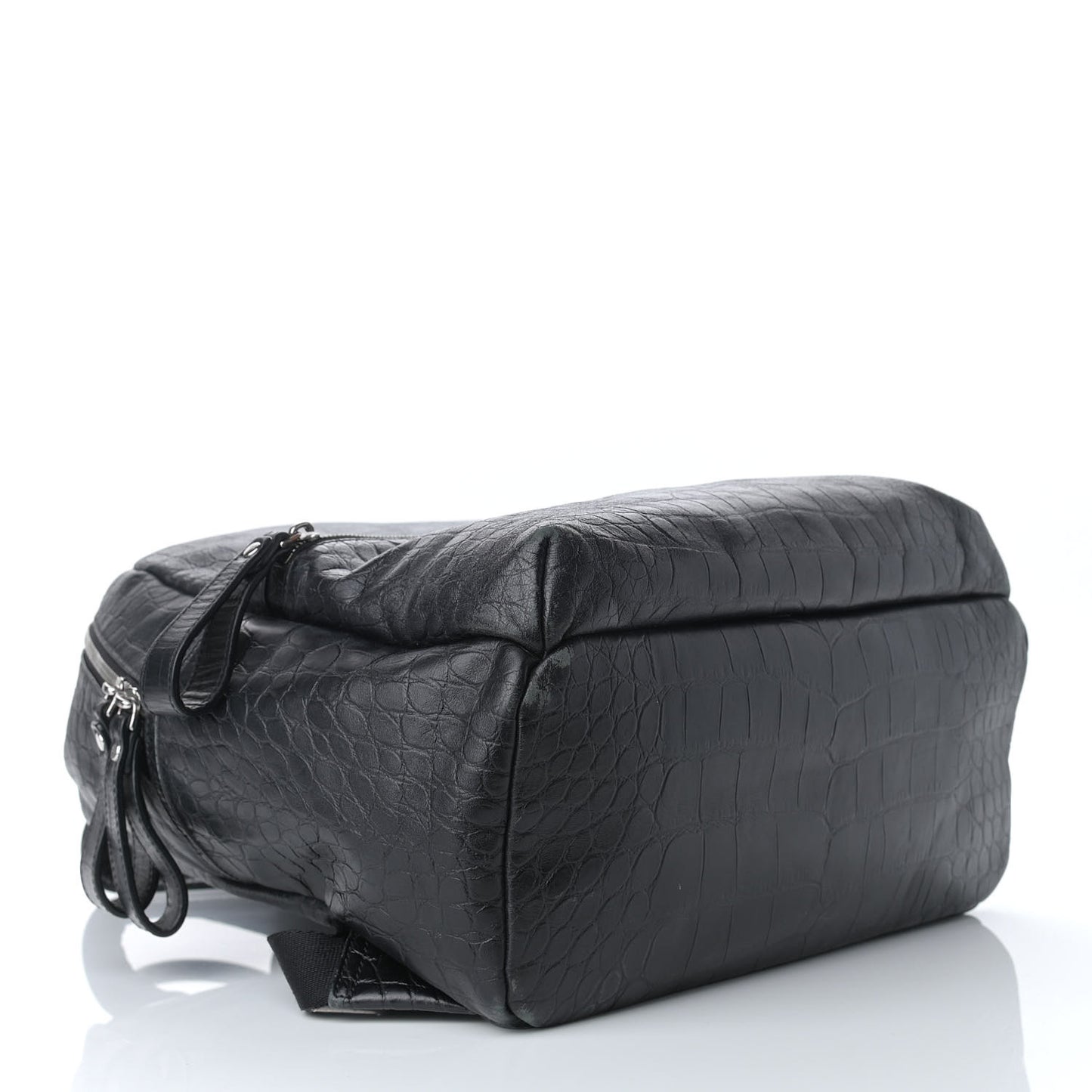 Calfskin Crocodile Embossed Medium Luxus Backpack Black