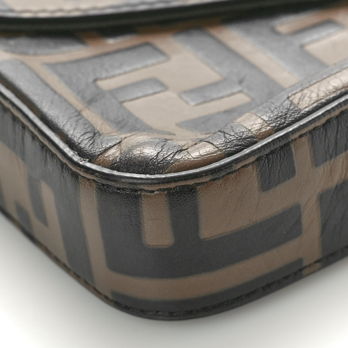 Vitello Soft F is Fendi Bi-Color FF 1974 Embossed Envelope Wallet On Chain with Pouches Maya Black