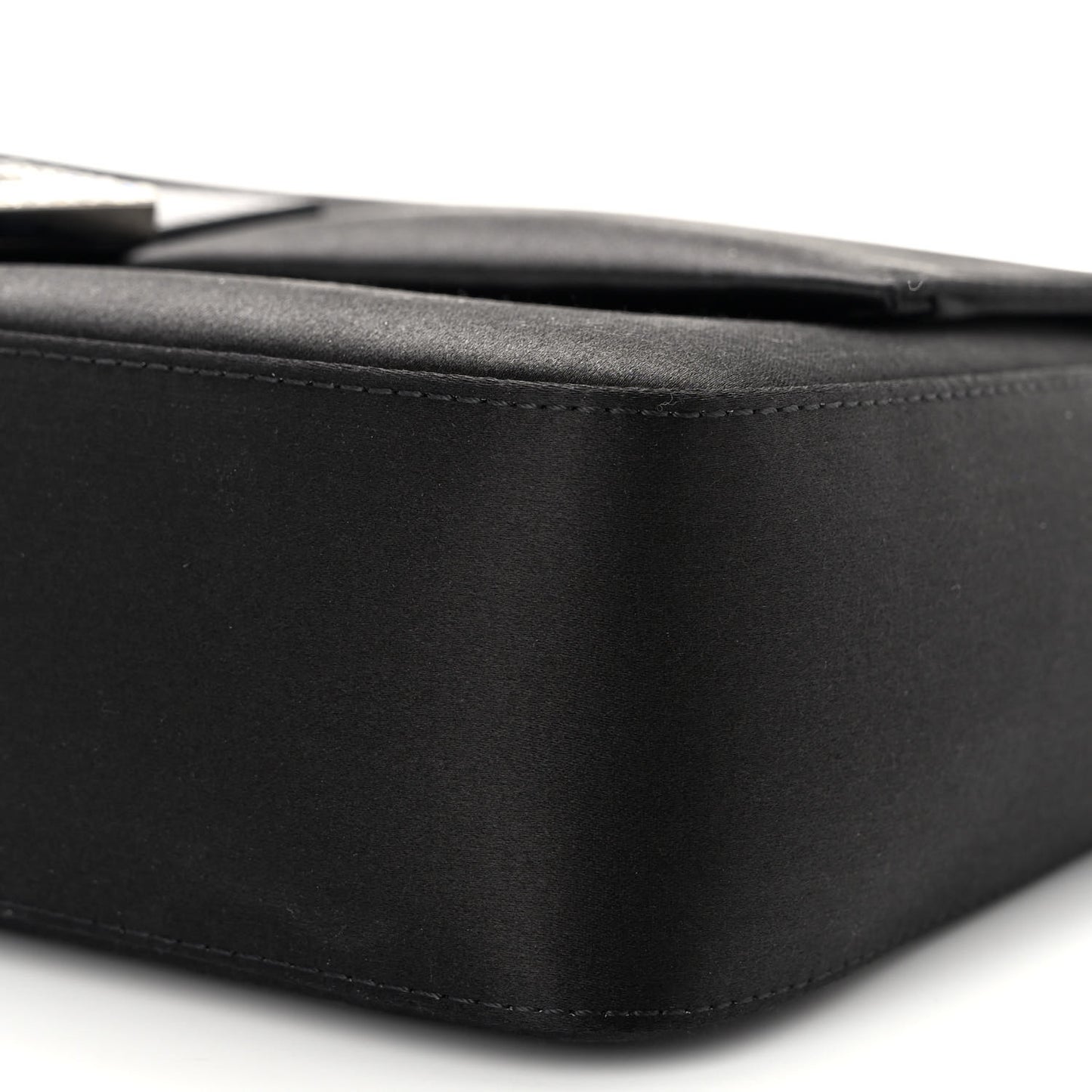 Satin Karung Crystal Baguette Black