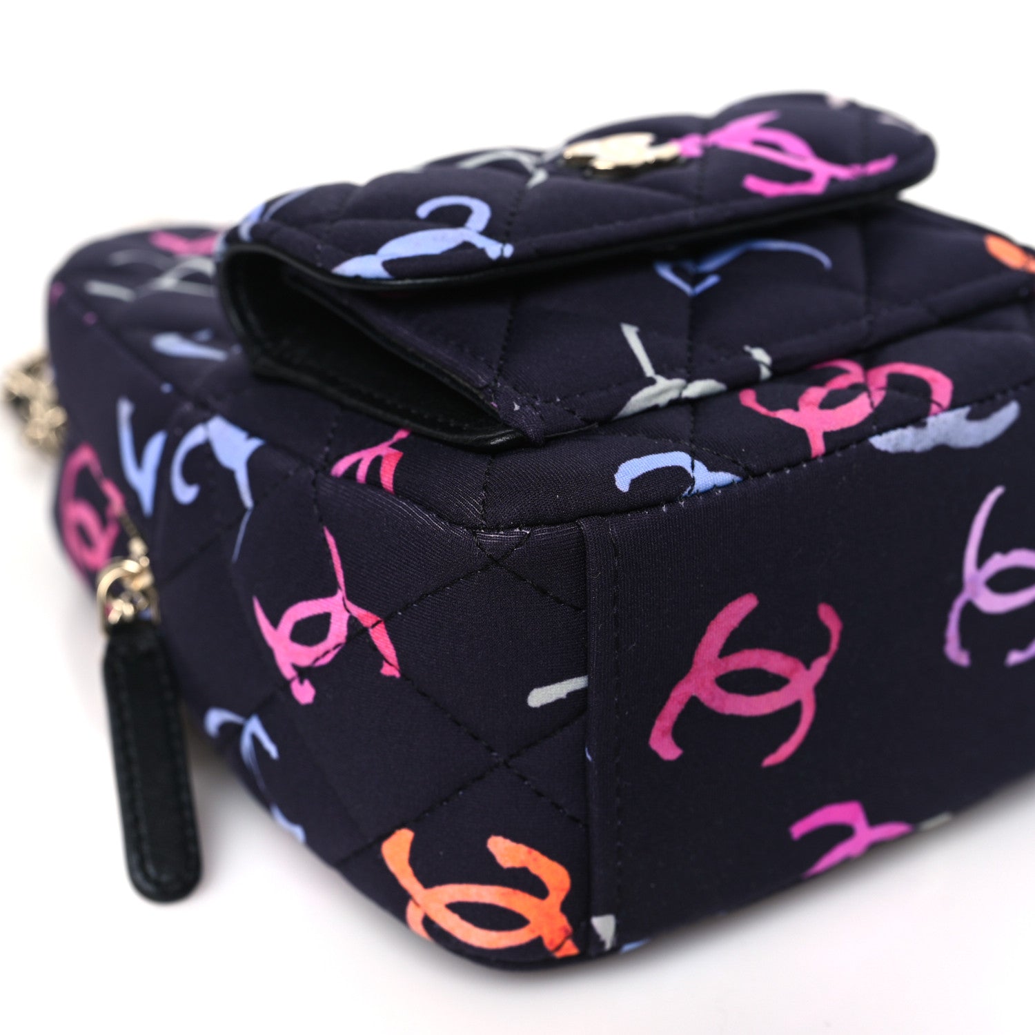 Chanel Printed Fabric Quilted CC Mini Classic Backpack Black Multicolor 9 of 10