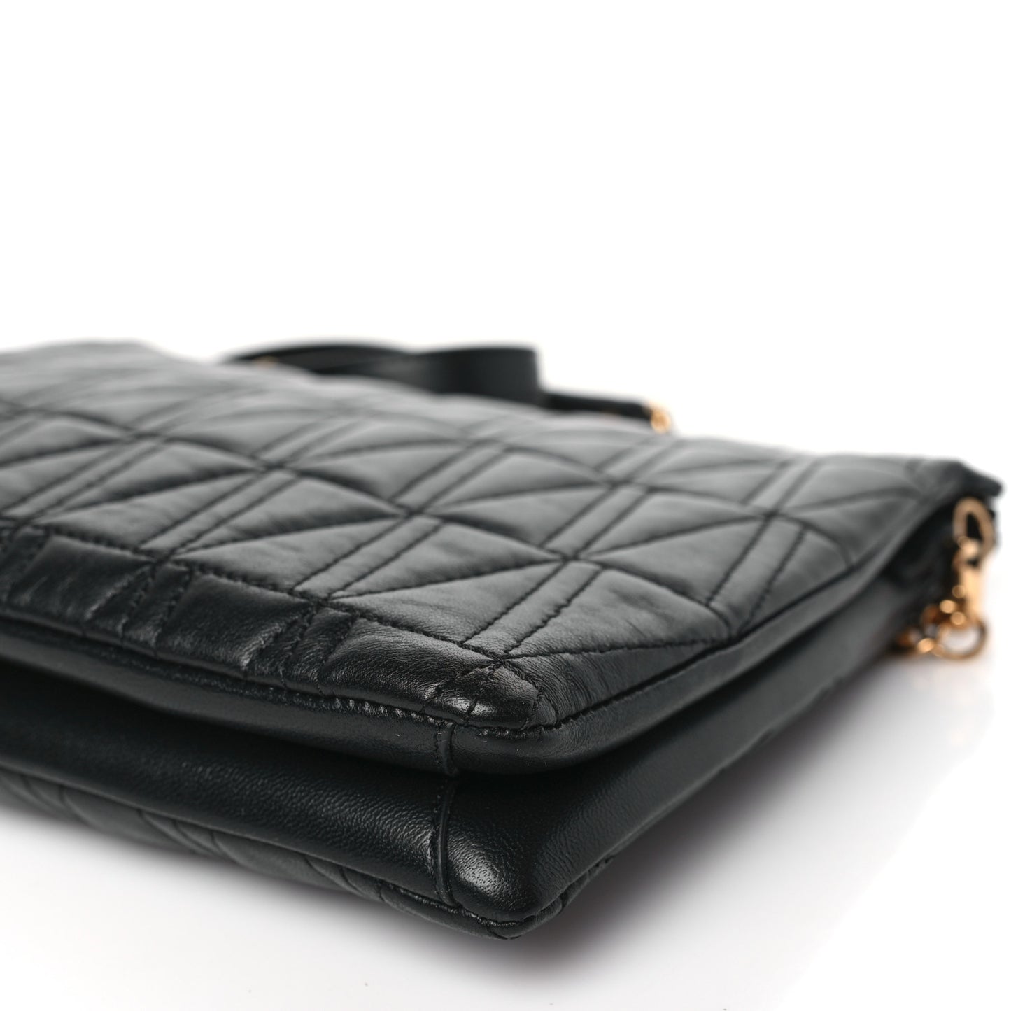 Nappa Quilted Virtus Chain Shoulder Bag Black