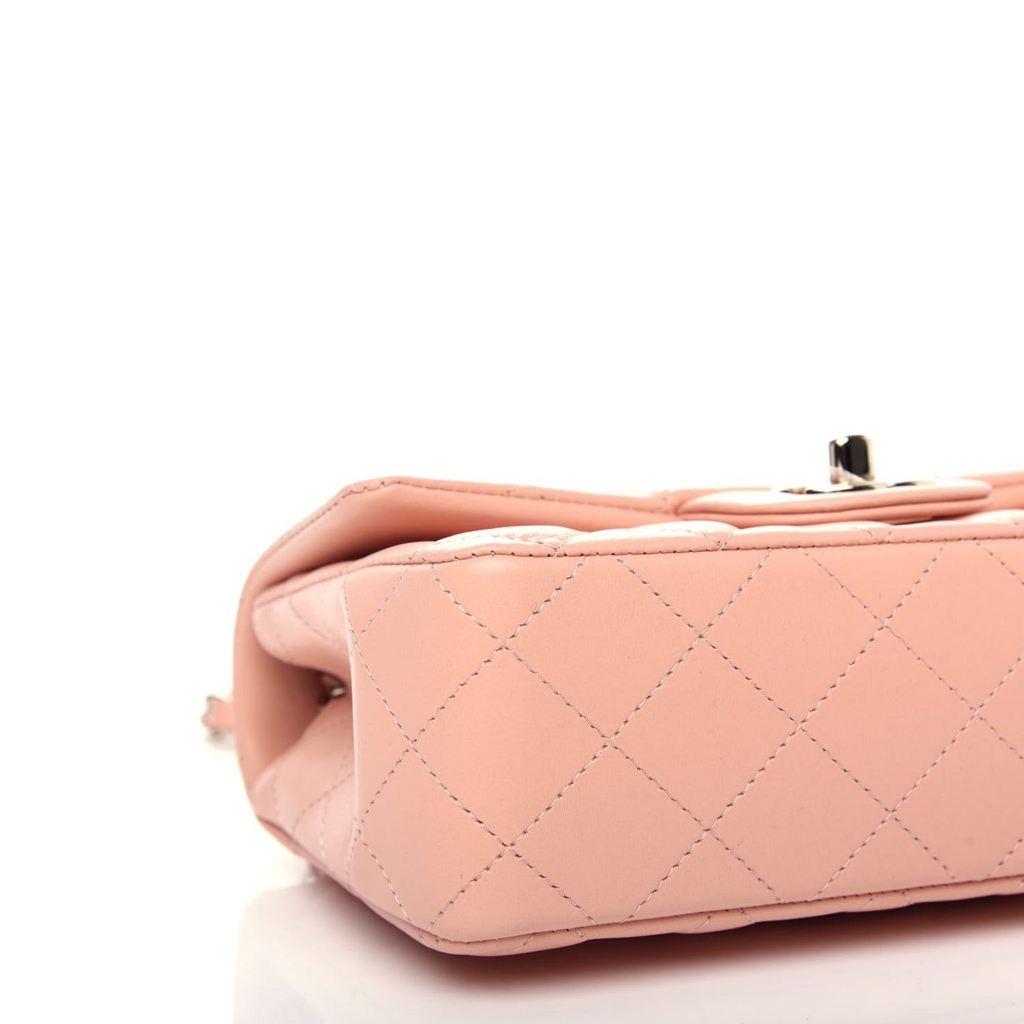 Lambskin Quilted Mini Rectangular Flap Light Pink