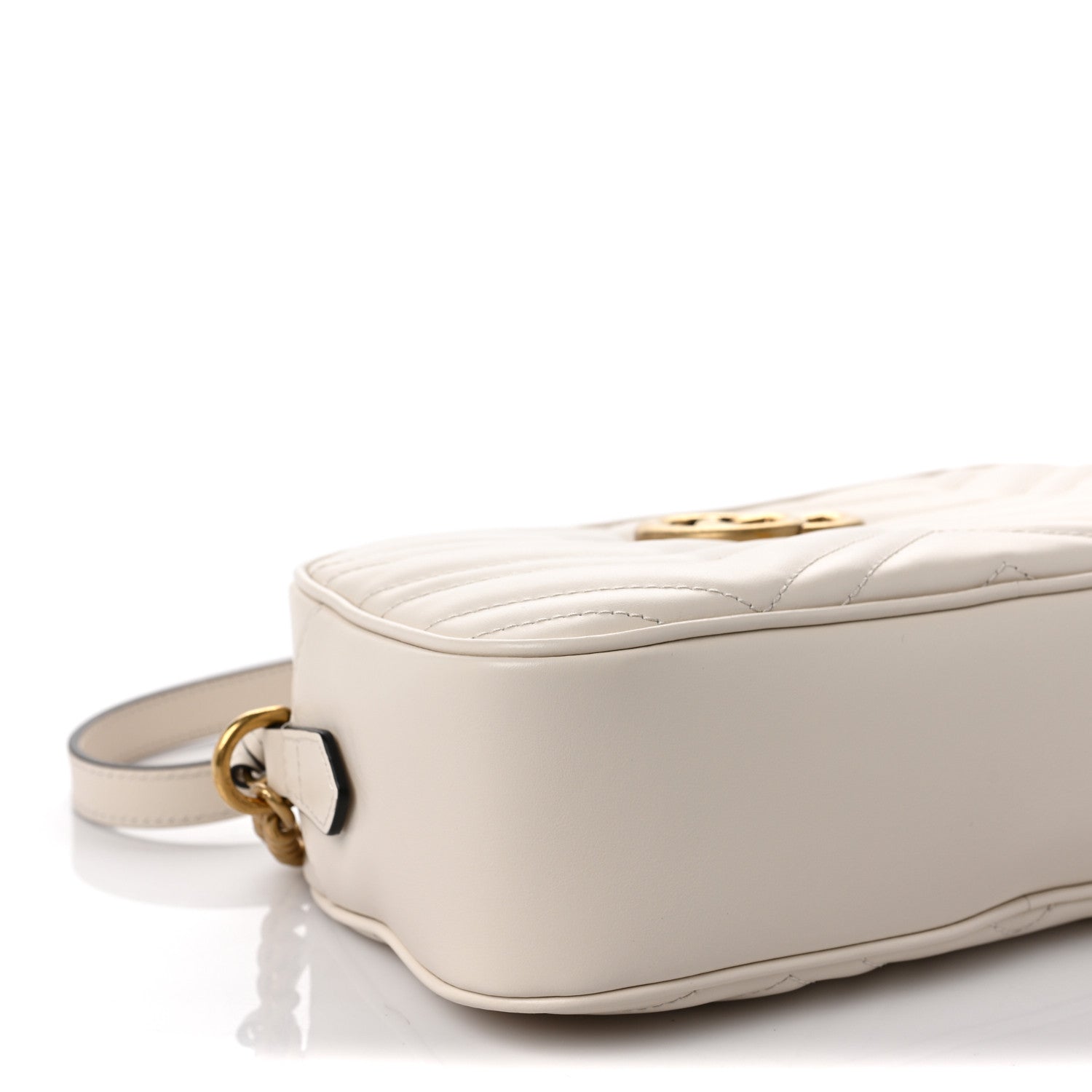 Gucci Calfskin Matelasse Small GG Marmont Chain Shoulder Bag White 8 of 9