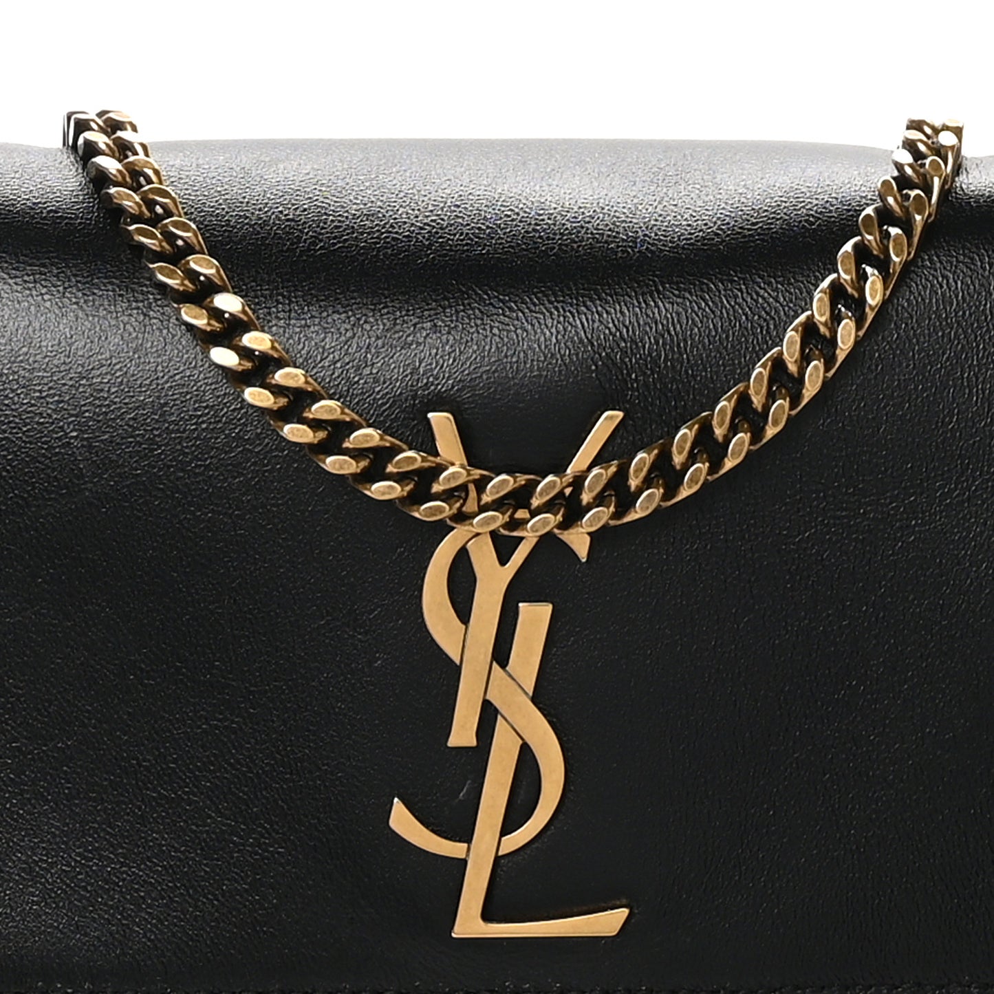 Smooth Calfskin Suede Small Reversible Monogram Kate Satchel Black