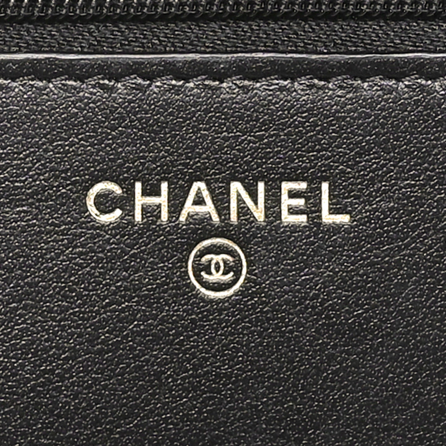 Shiny Aged Calfskin Enamel Logo Quilted Wallet On Chain WOC Black