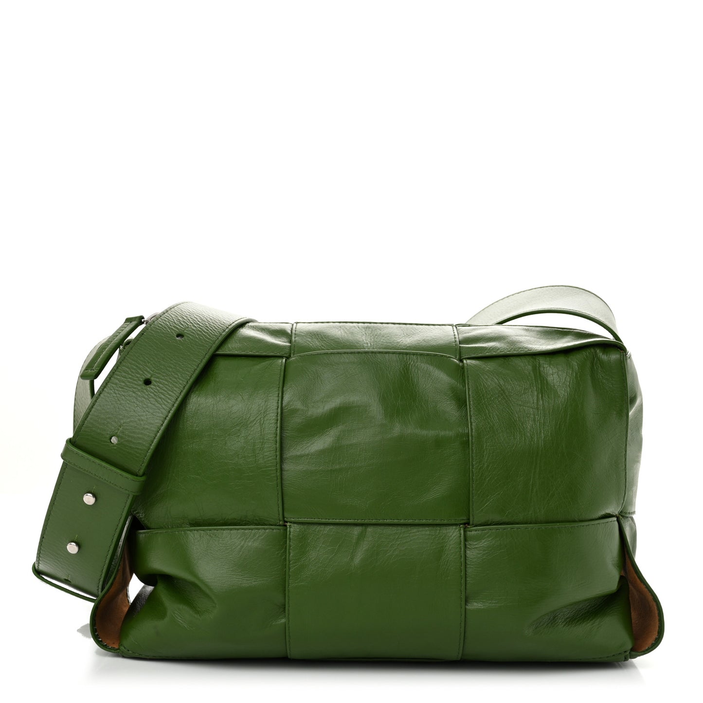 Paper Calfskin Maxi Intreccio Medium Arco Camera Bag Avocado