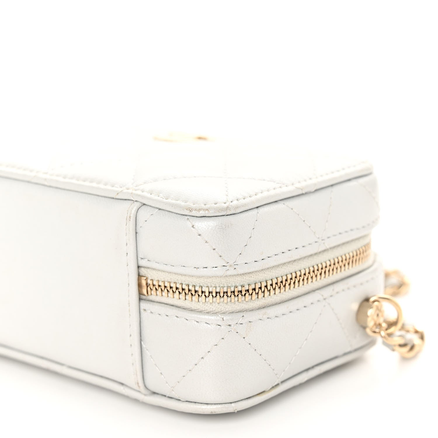 Chanel Metallic Lambskin Quilted Top Handle Vanity Case Silver 11 of 11