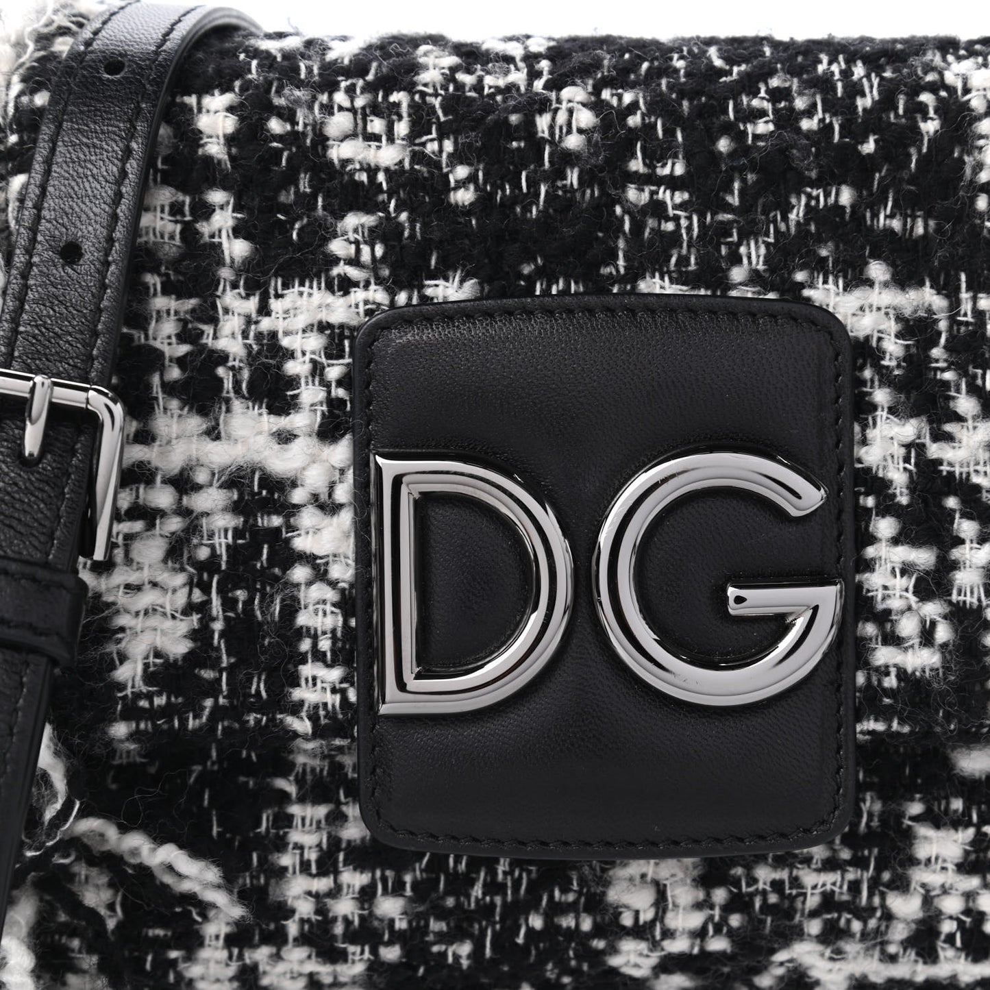 Tweed Mini Millennials Crossbody Bag Black White