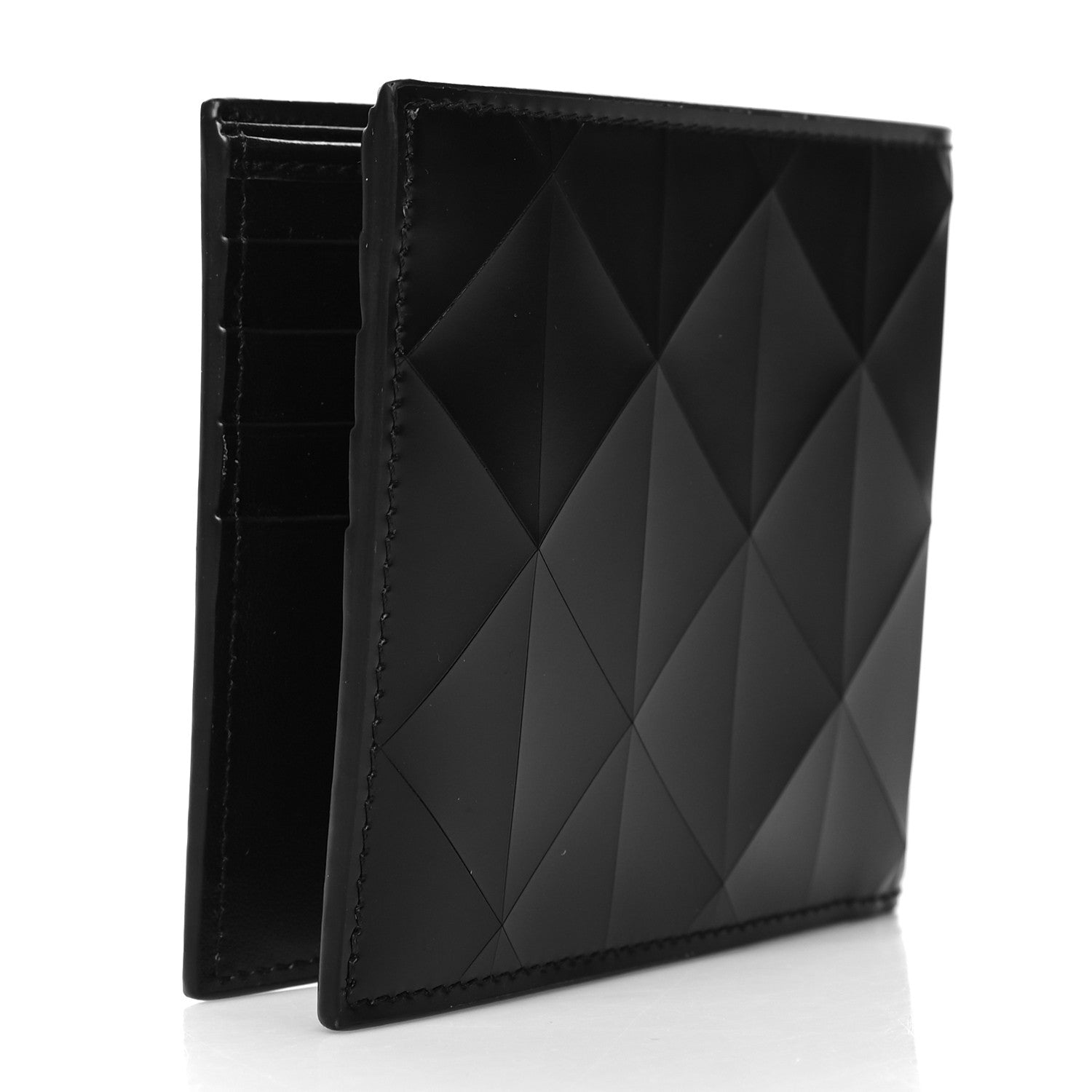 Prada Spazzolato Triangle Patterned Wallet Black 3 of 7