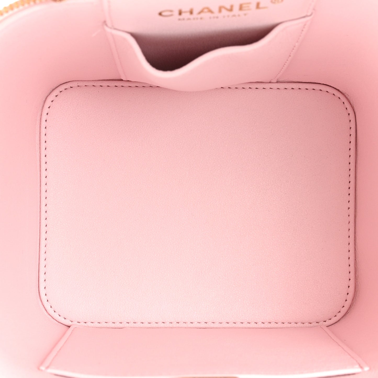 Caviar Quilted Small Top Handle Vanity Case With Chain Light Pink