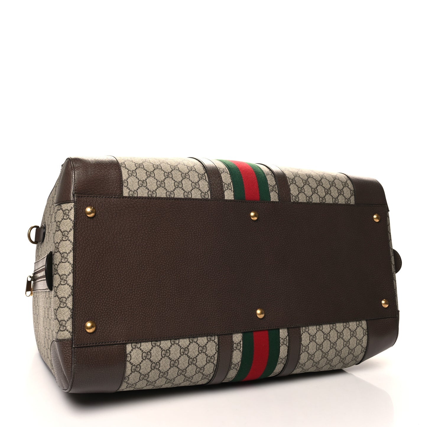 GG Supreme Monogram Textured Dollar Calfskin Web Large Savoy Duffle Bag Beige Ebony New Acero