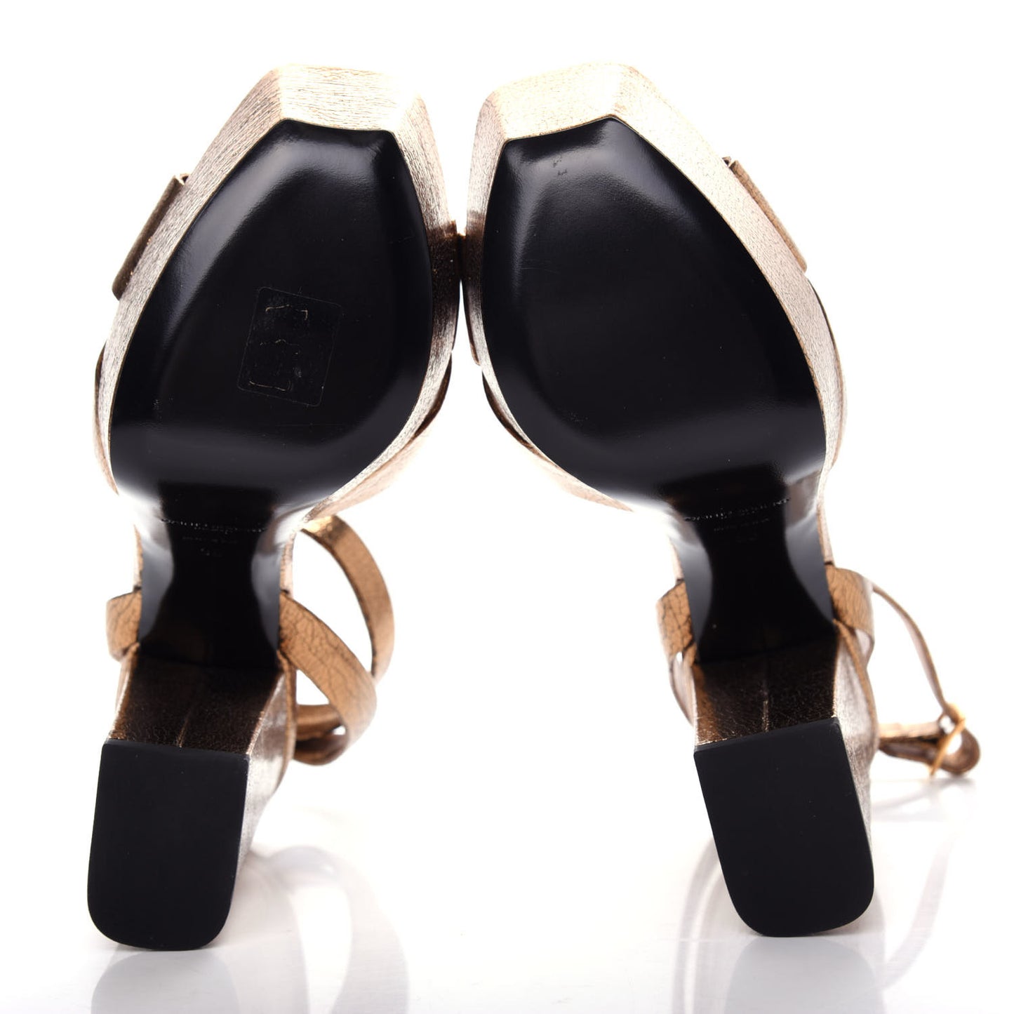 Metallic Calfskin Farrah 80 Crisscross Platform Sandal 38 Chestnut
