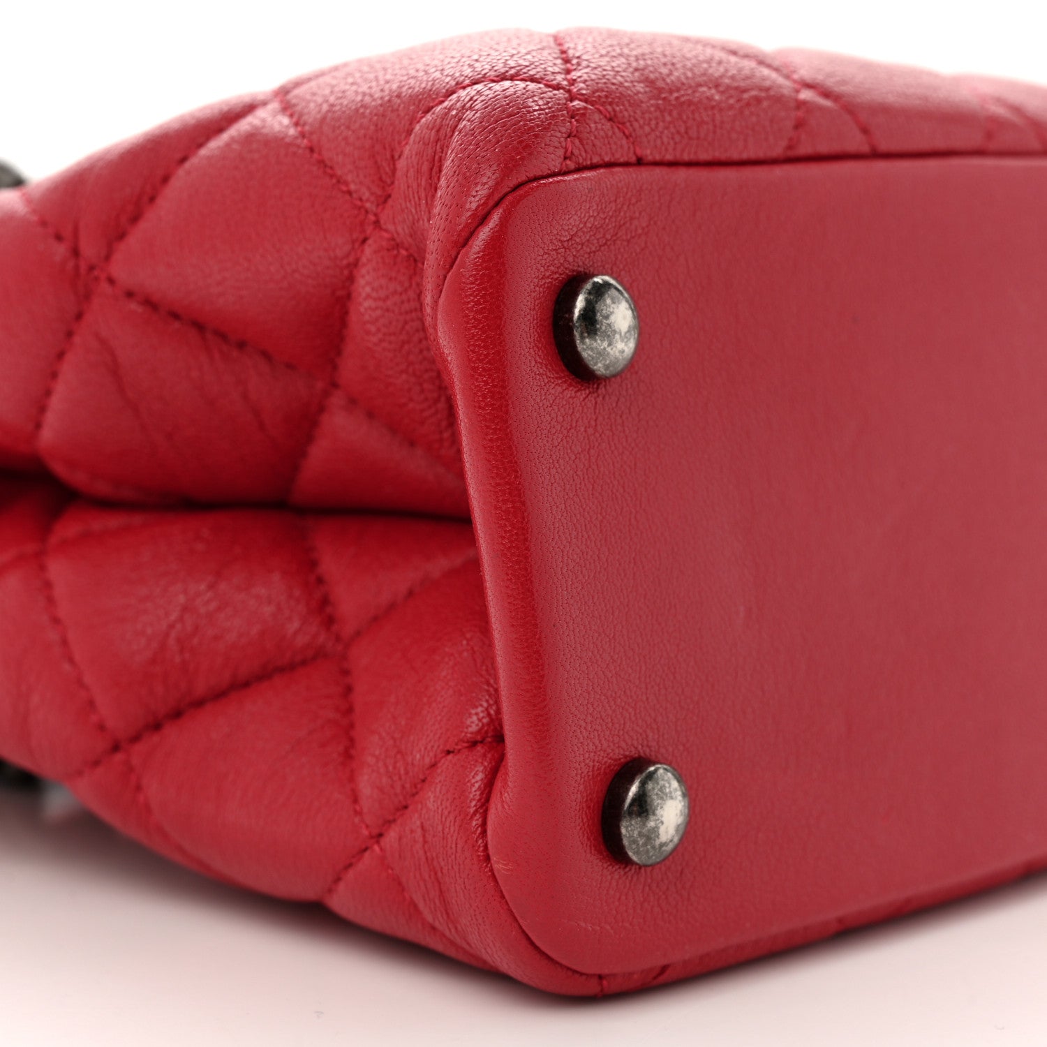 Chanel Shiny Sheepskin Quilted Small Shopping Tote Red 10 of 20