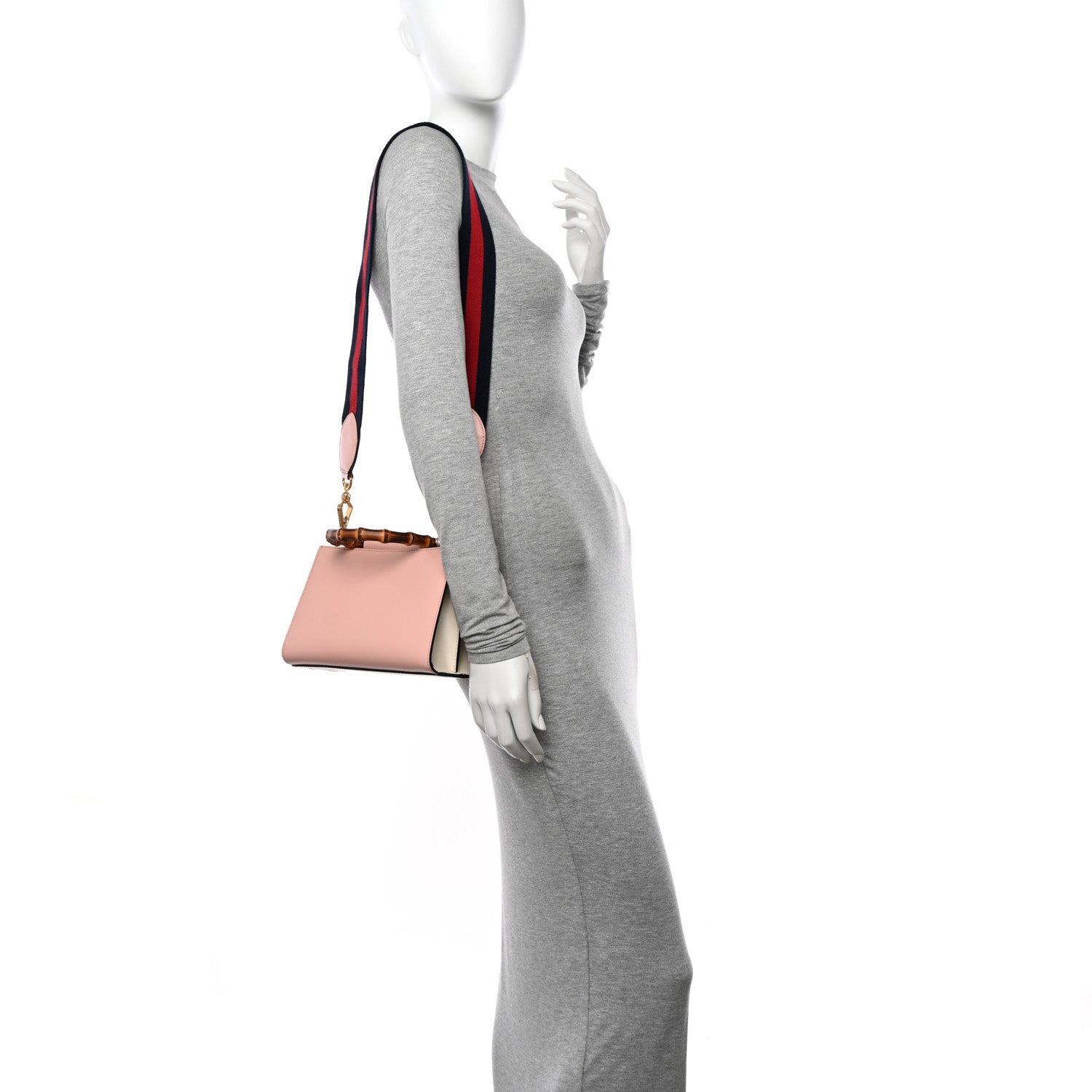 Gucci Nappa Bamboo Web Mini Nymphaea Top Handle Bag Perfect Pink Mystic White 2 of 11