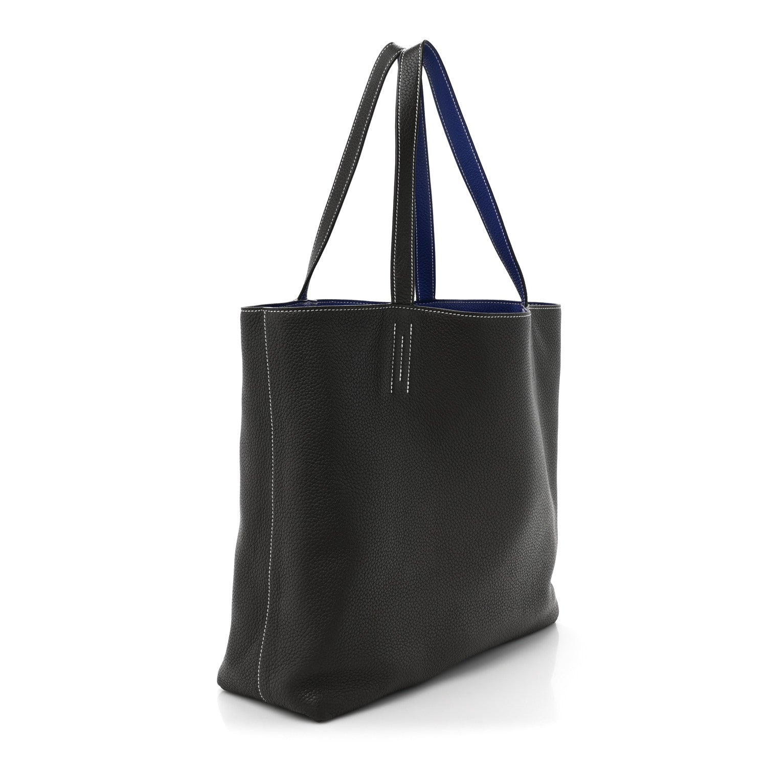 Hermes Taurillon Clemence Double Sens 36 Reversible Tote Graphite Bleu Electrique 5 of 15