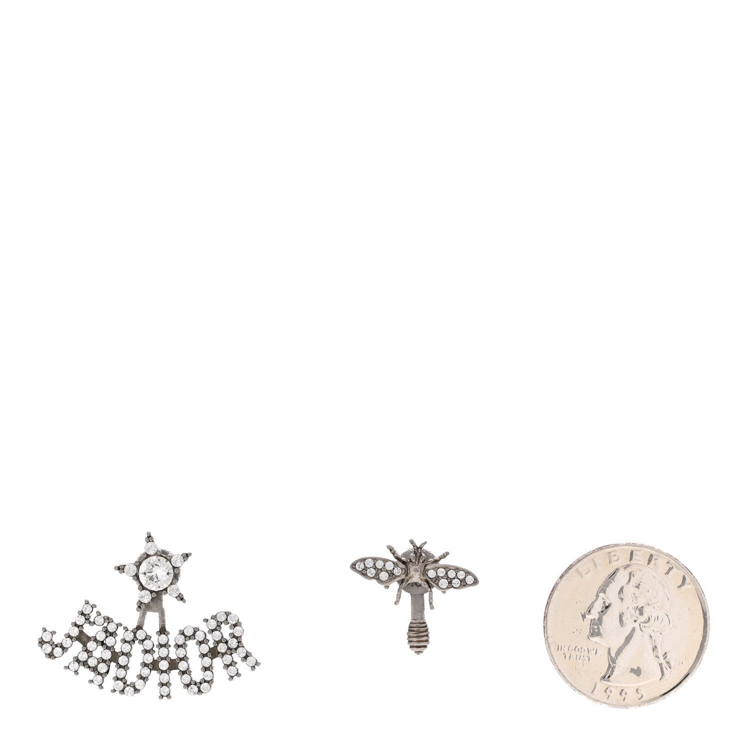 Christian Dior Metal Crystal J'Adior Earrings Antique Silver 2 of 4