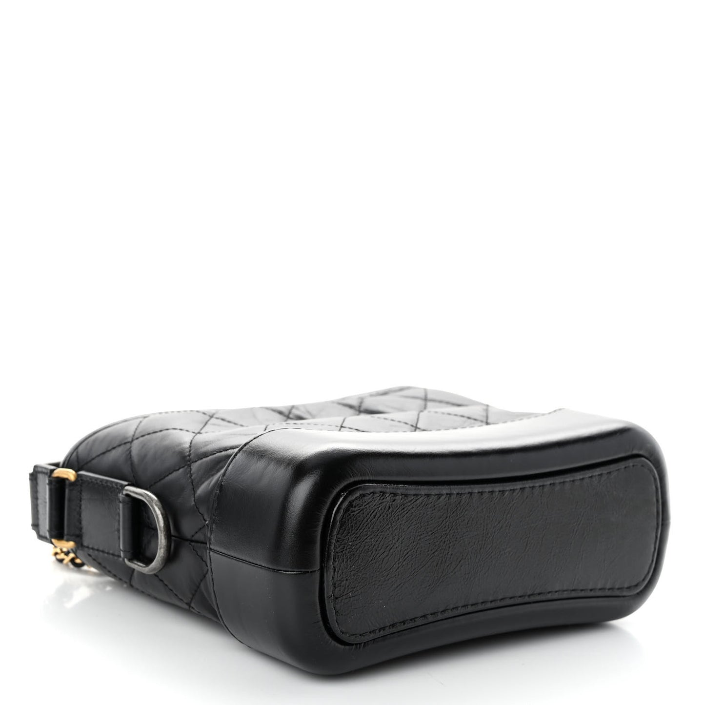 Aged Calfskin Quilted Small Gabrielle Hobo Black