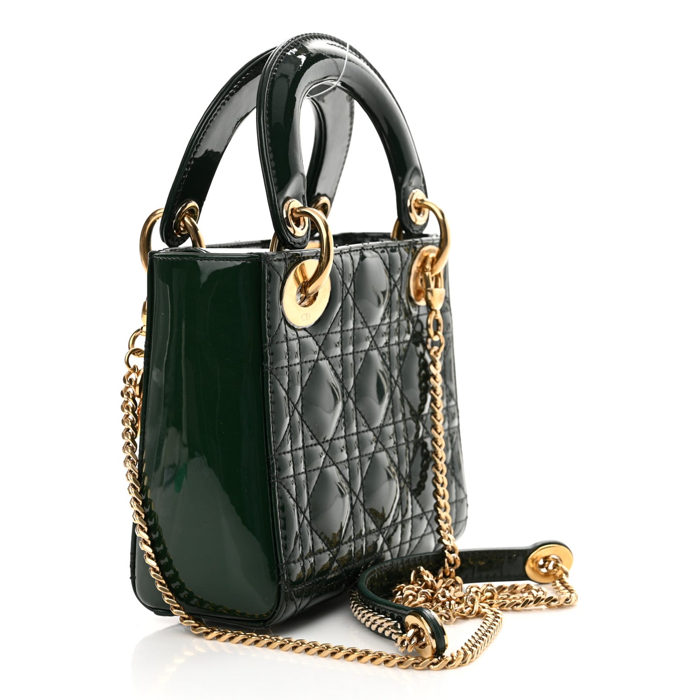 Patent Cannage Mini Lady Dior Pine Green