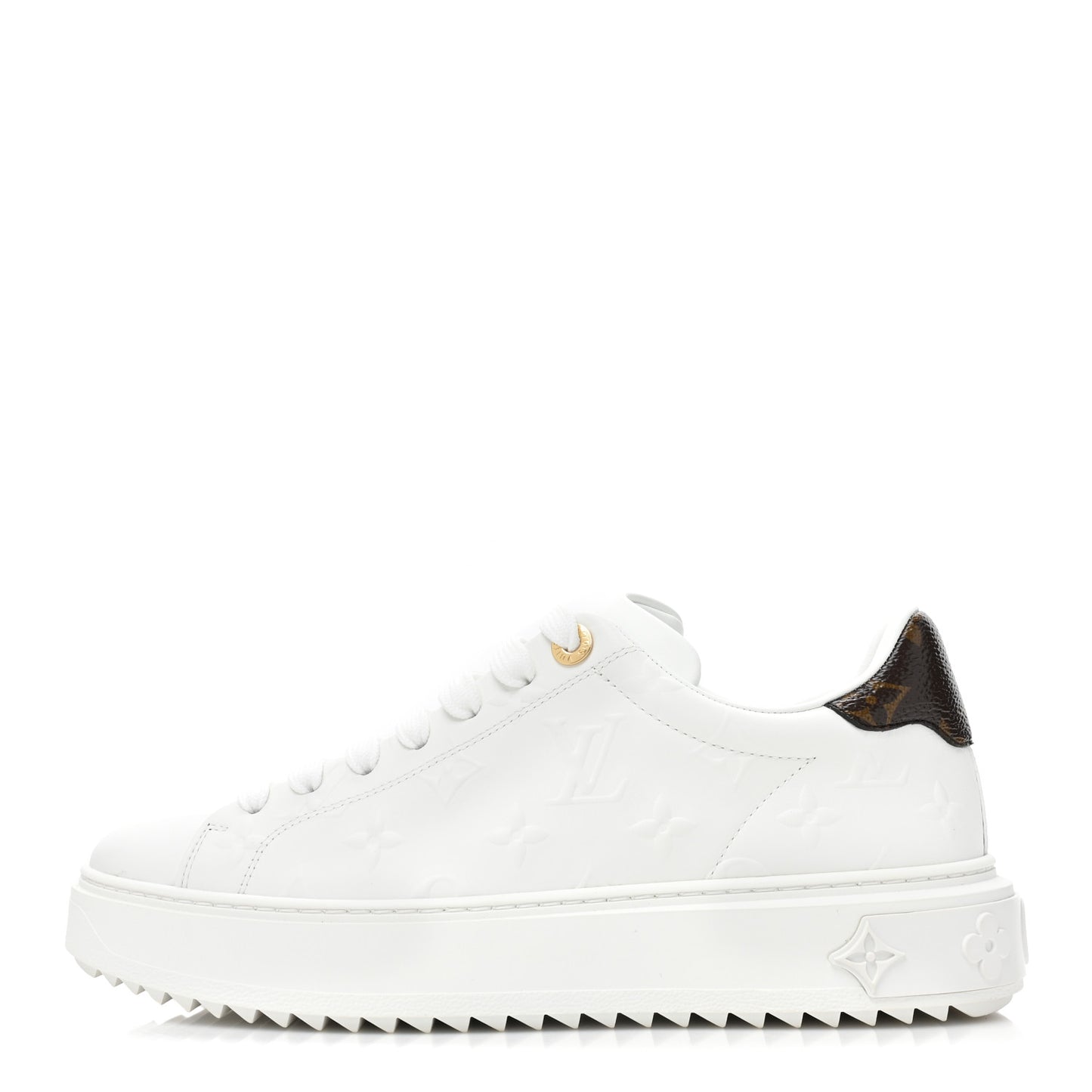 Lambskin Embossed Monogram Time Out Sneakers 38.5 White