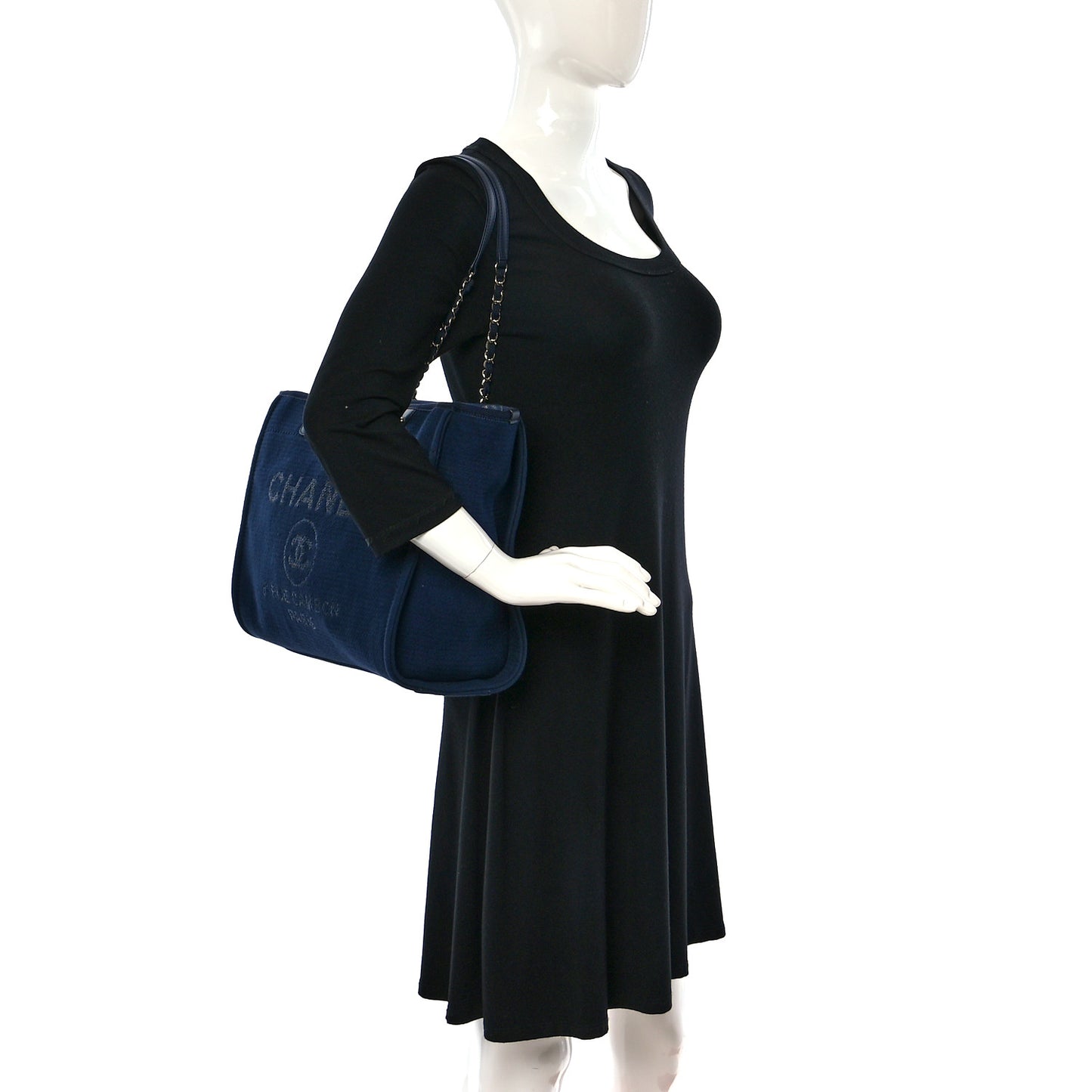 Mixed Fibers Small Deauville Tote Navy Blue