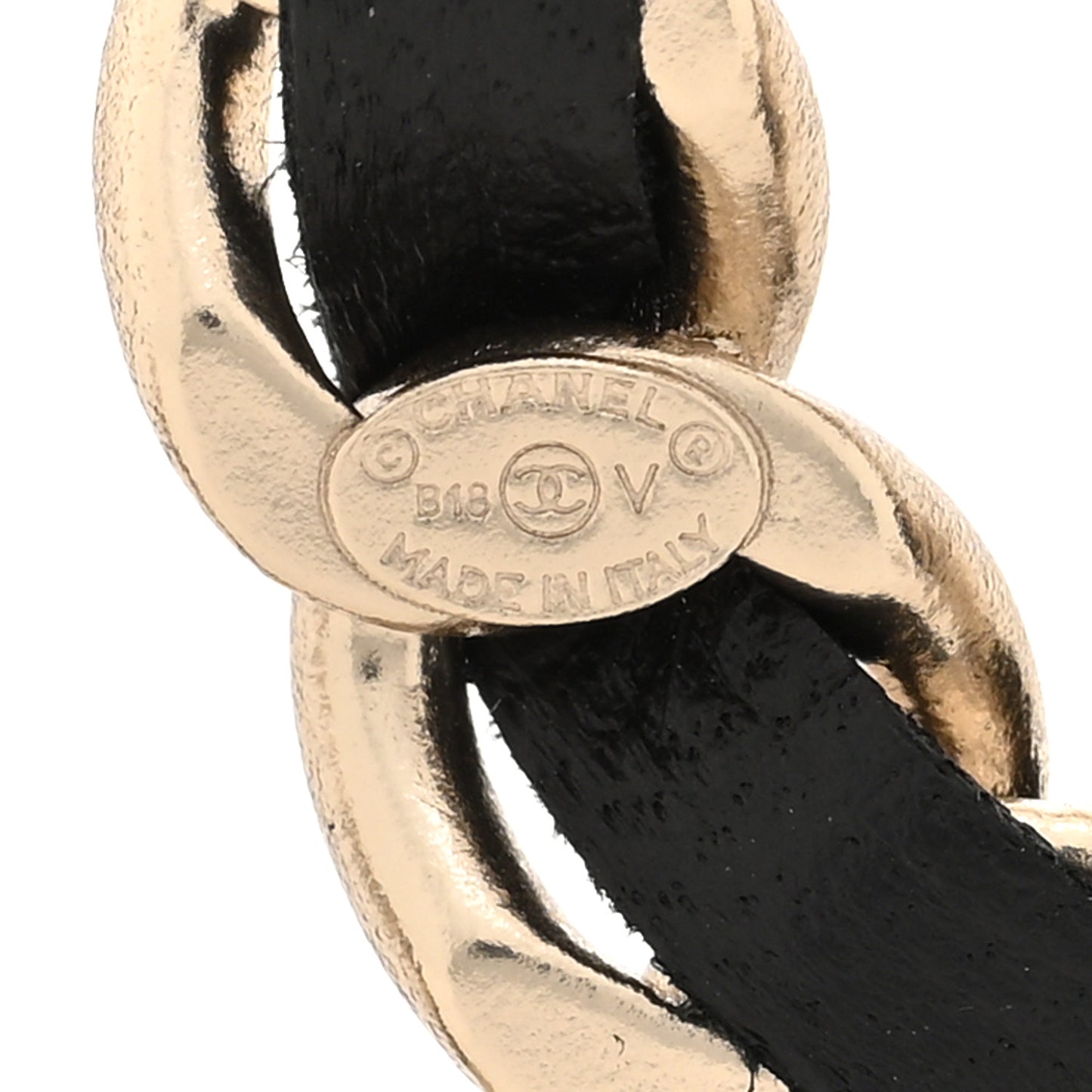 Lambskin Chain CC Brooch Black Gold