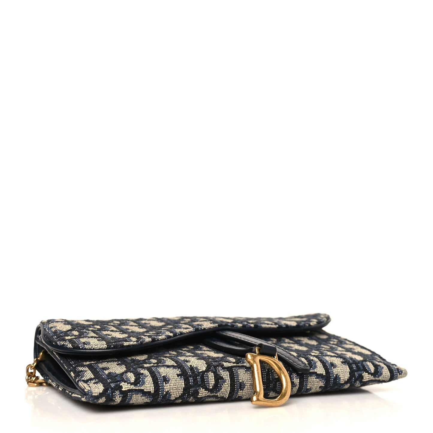 Oblique Saddle Chain Long Wallet Blue