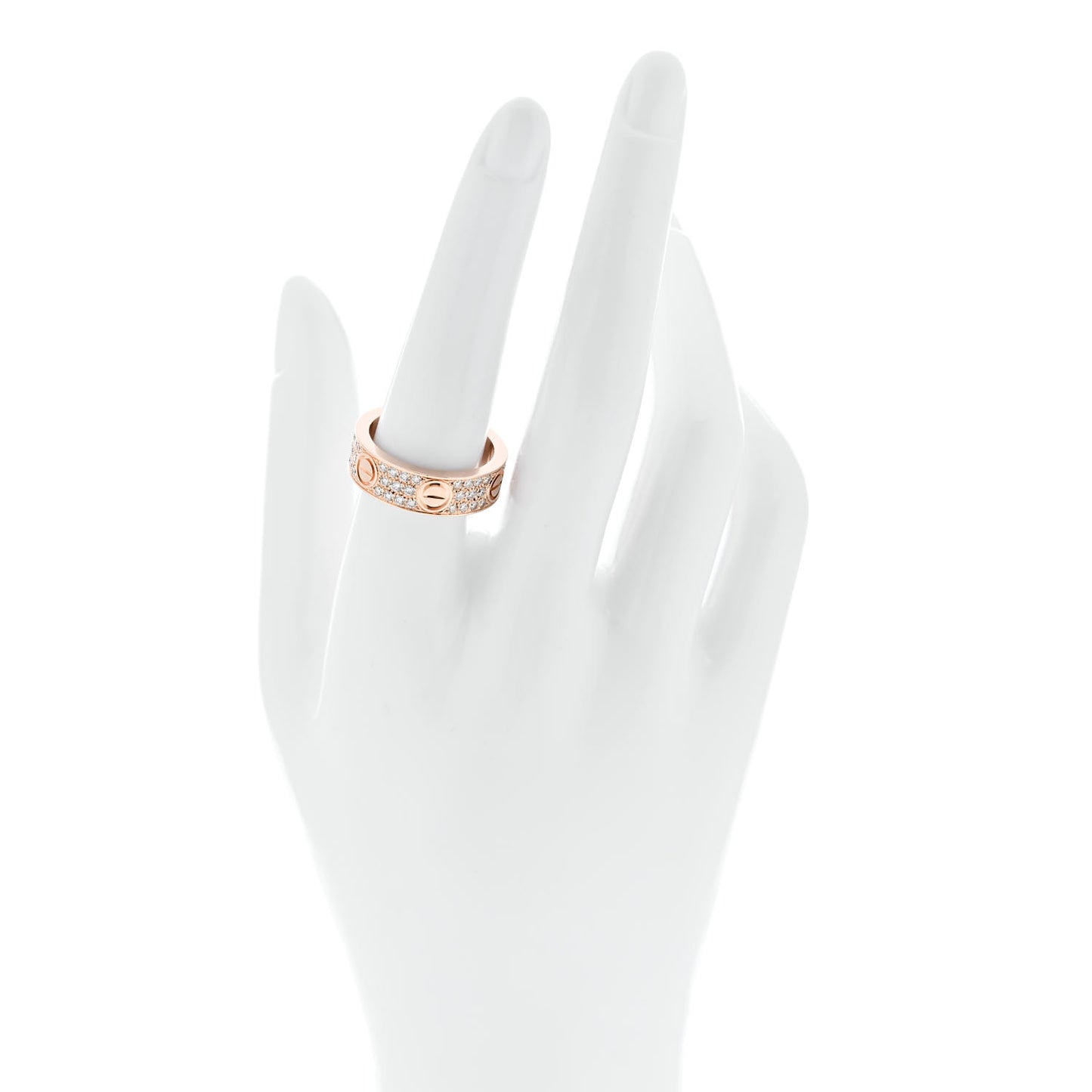 18K Pink Gold Diamond 6.5mm LOVE Paved Ring 57 8