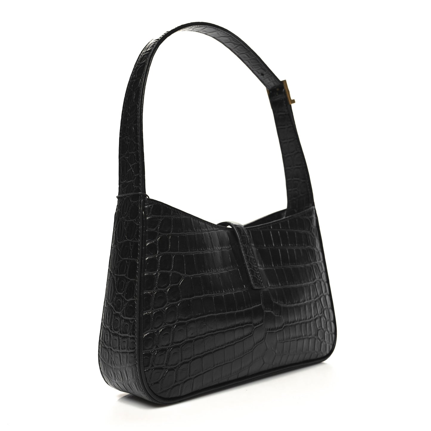 Calfskin Crocodile Embossed LE 5 A 7 Hobo Black