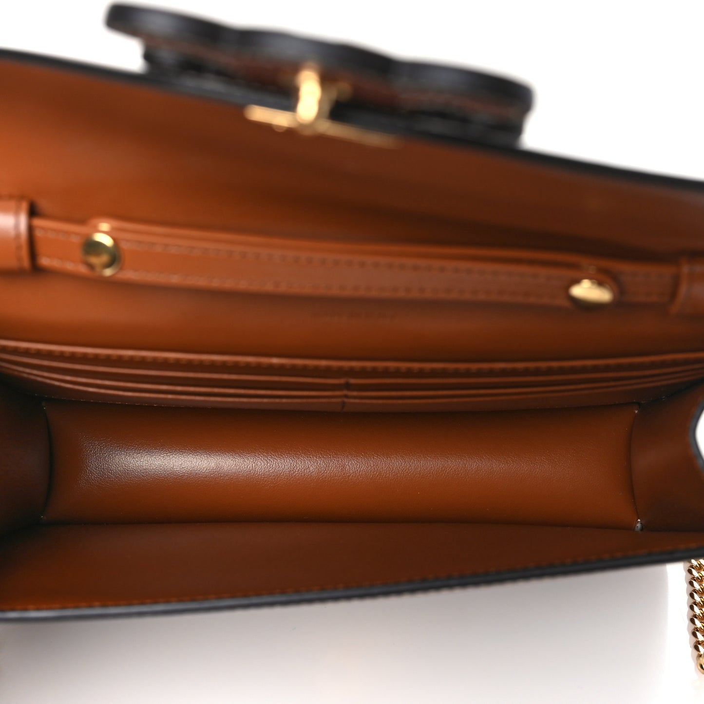 Shiny Calfskin Triomphe Margo Wallet on Chain Gold