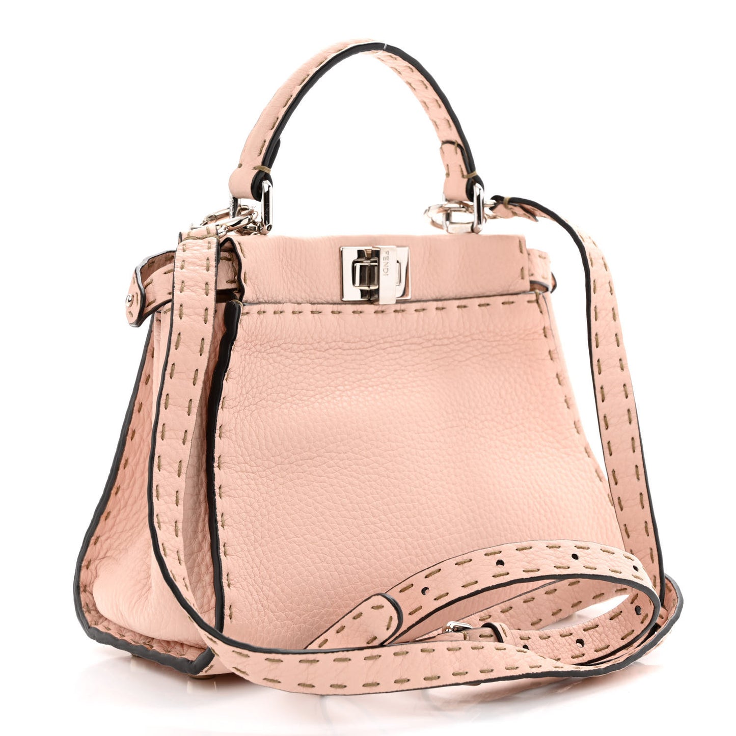 Cuoio Romano Selleria Bi-Color Mini Peekaboo Iconic Satchel Cipria Latte