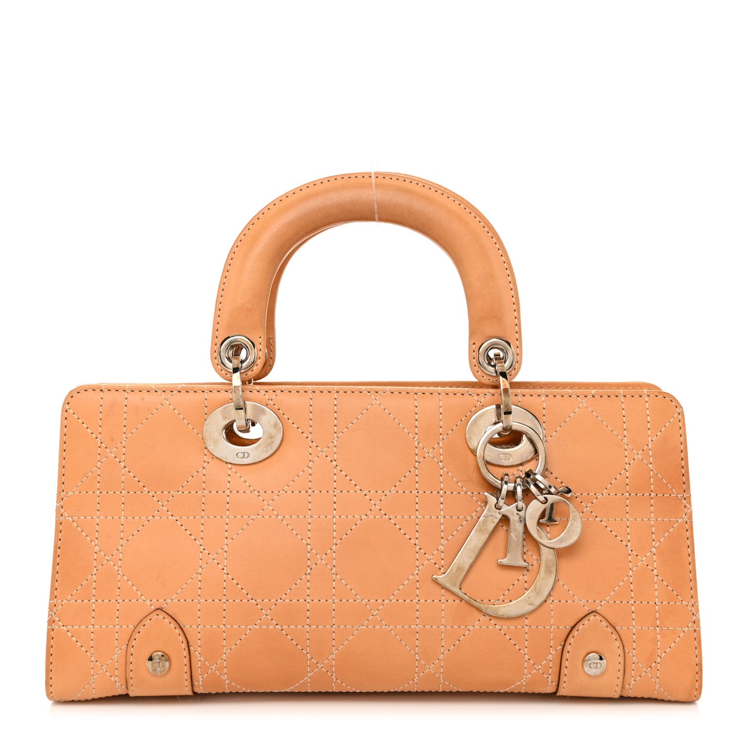 Calfskin Cannage Stitched Small East West Lady Dior Camel