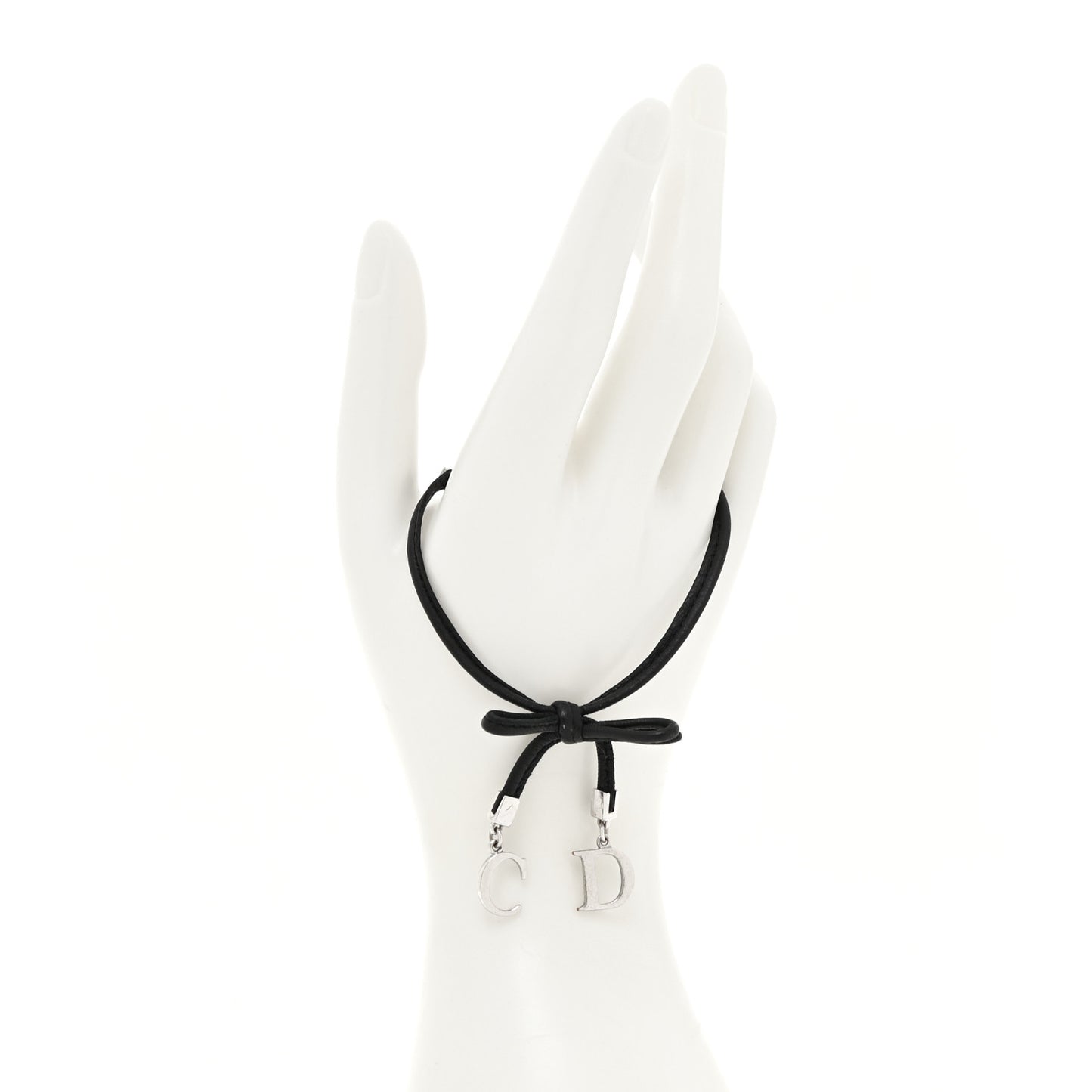 Calfskin Bow CD Logo Bracelet Silver