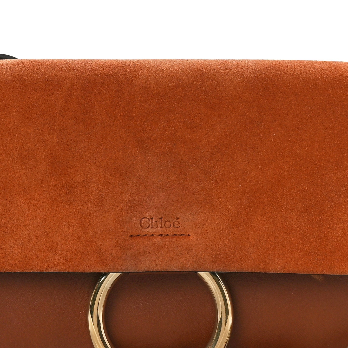 Suede Calfskin Small Faye Shoulder Bag Tobacco