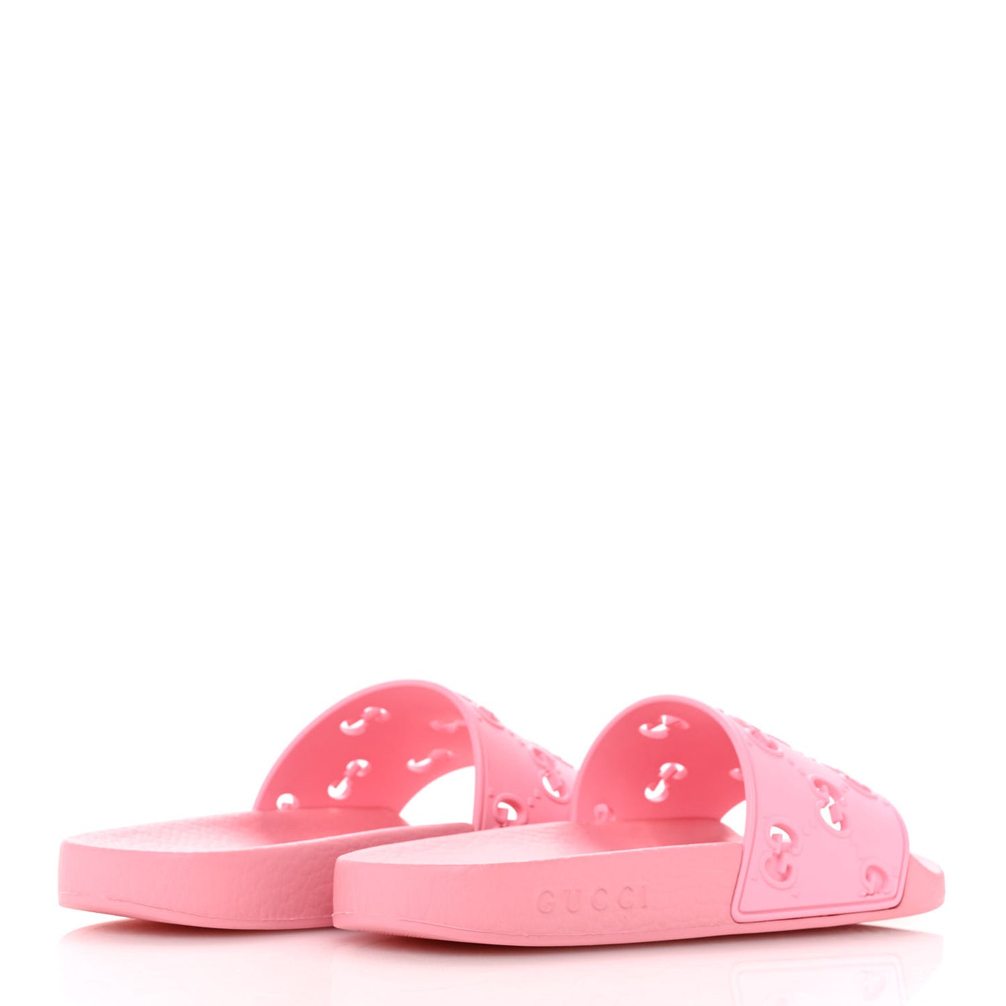 Rubber GG Monogram Perforated Womens Slide Sandals 36 Rose Box