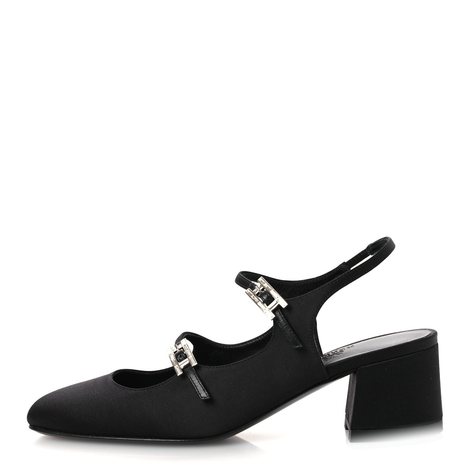 Hermes Satin Rhinestone Jackie 50 Pumps 37 Black 1834482